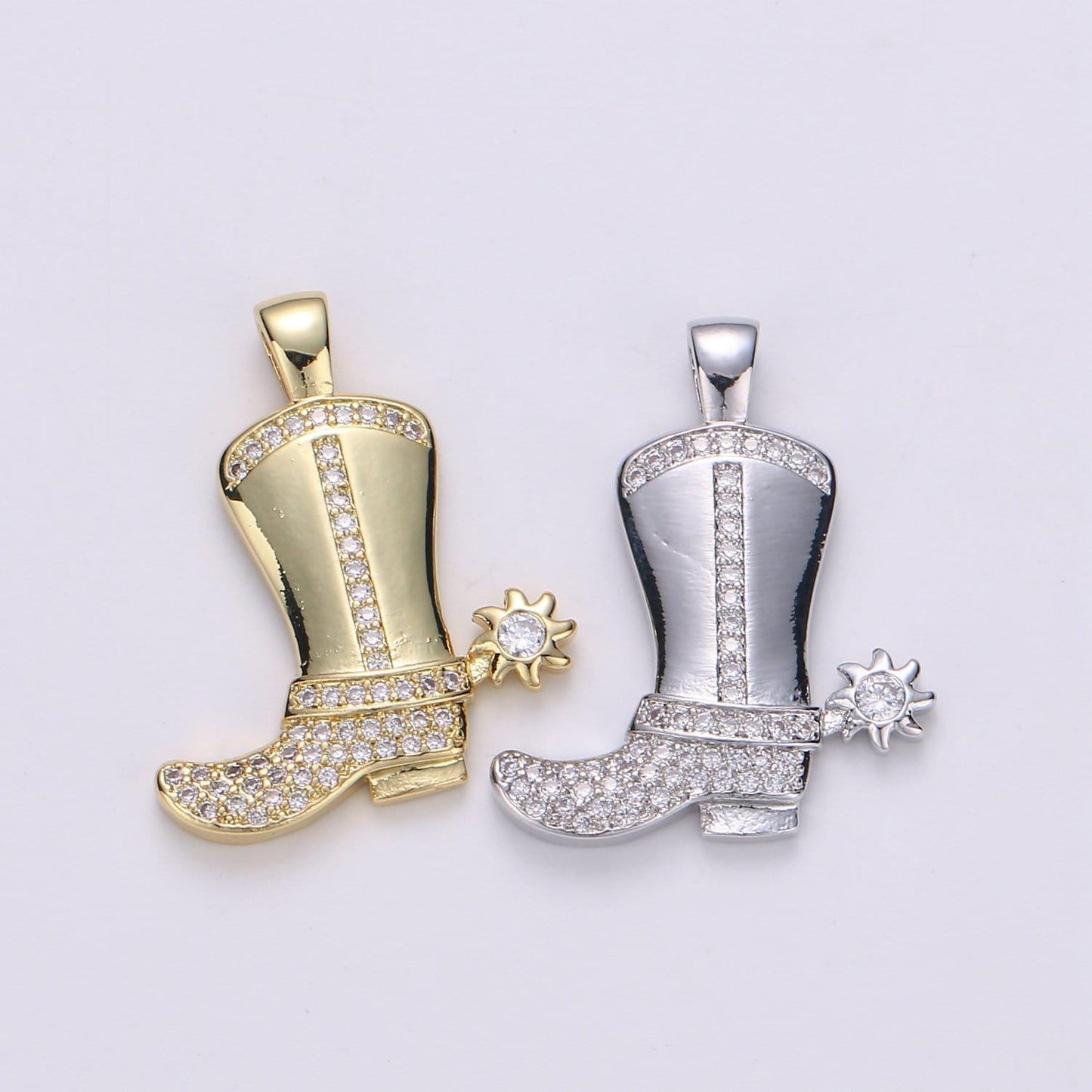 28x23mm wholesale gold-filled gold/silver cowboy boot pendant charm with rhinestones,pendant for necklace bracelet anklet making j-150 j-151