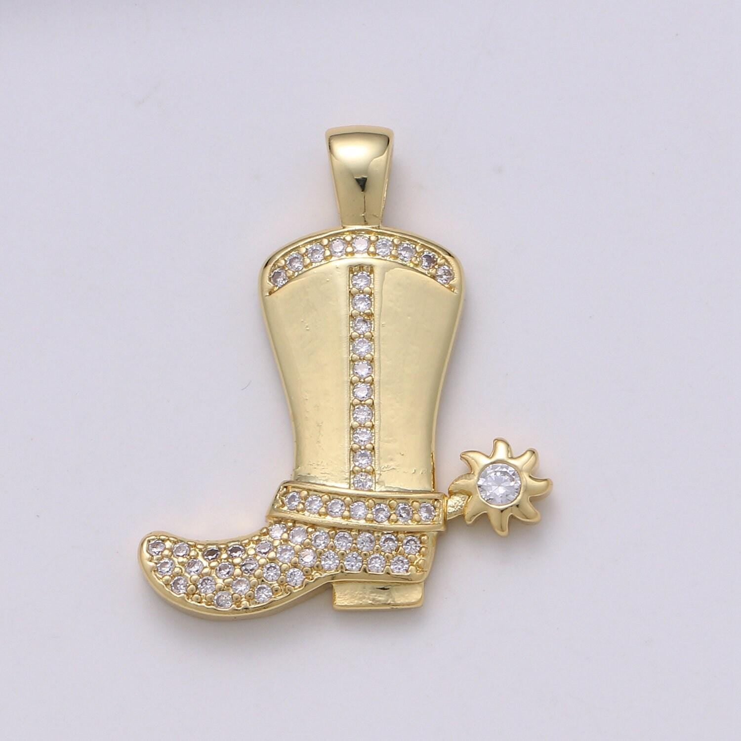 28x23mm wholesale gold-filled gold/silver cowboy boot pendant charm with rhinestones,pendant for necklace bracelet anklet making j-150 j-151