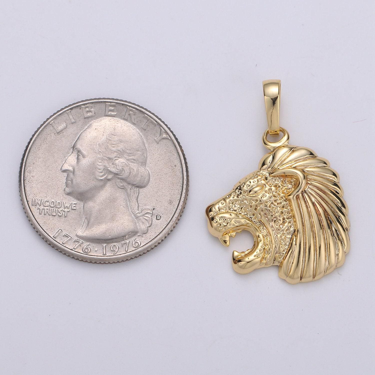 Lion head 24k gold pendant lion roar charm,majesty pendant, the king of nature charm for diy jewelry, gold colorpdgf-1991