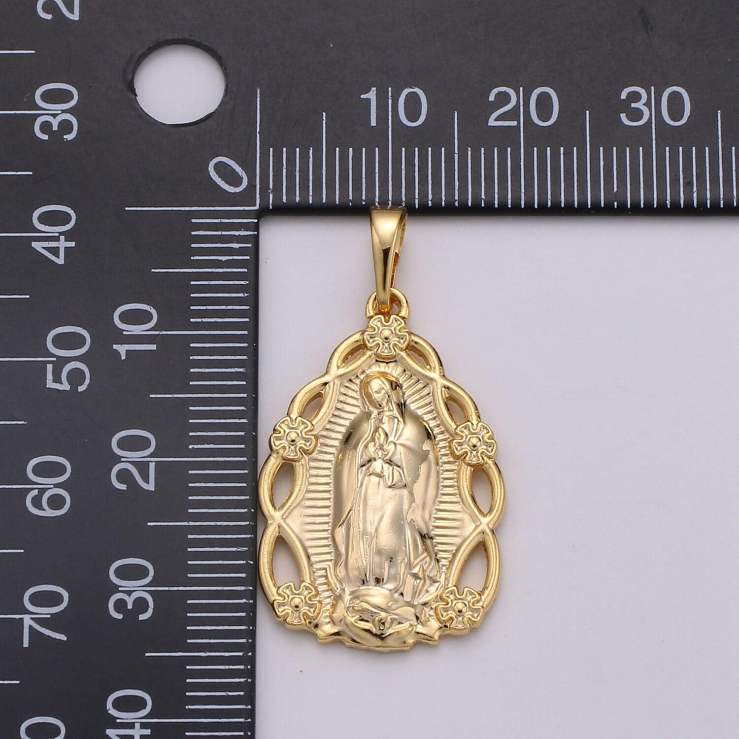 14k gold our lady of guadalupe charm virgin mary tear drop pendant religious catholic rosary jewelry supply pd 1989