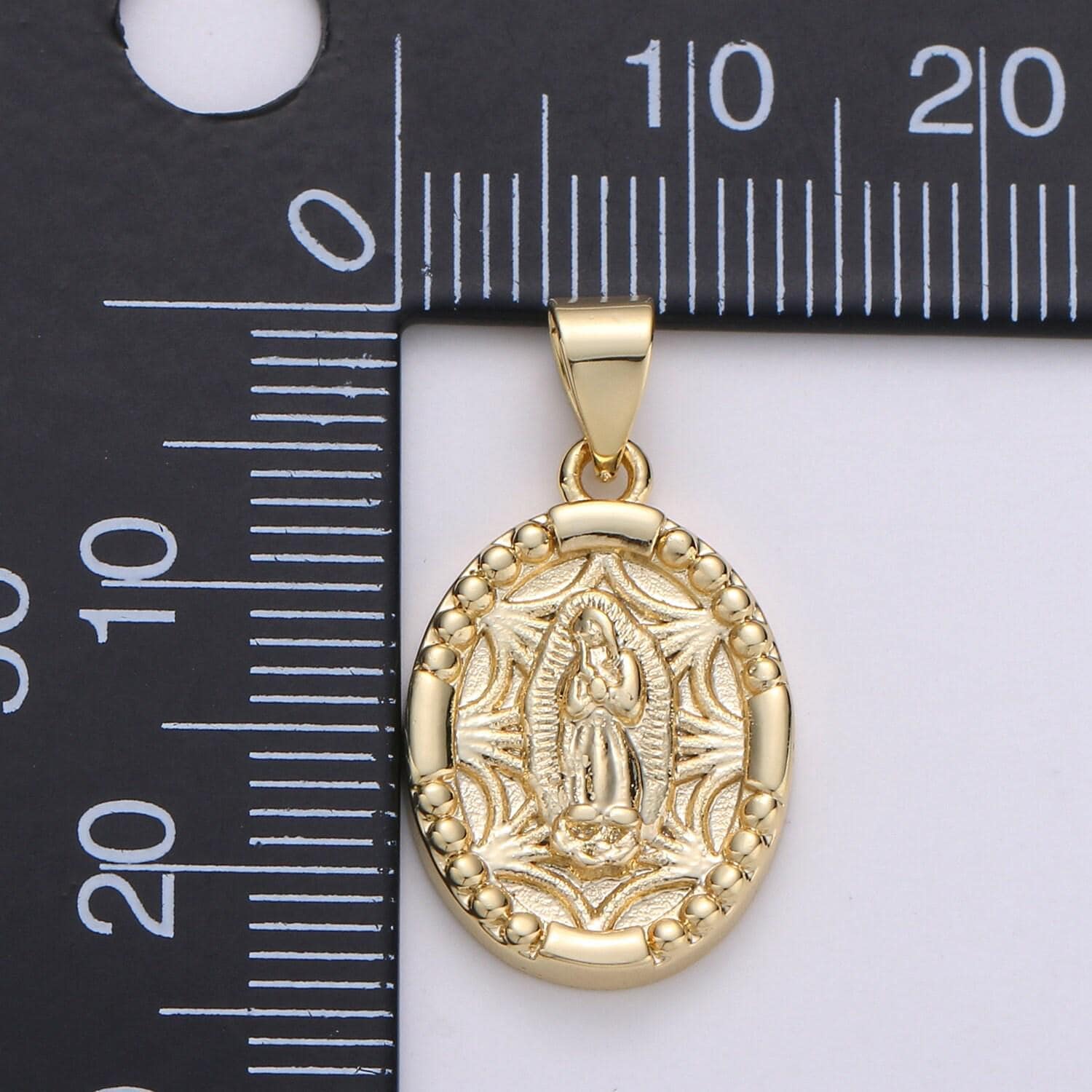 Blessed virgin mary 14k gold charm mother mary pendant oval mother mary pendant for necklace bracelet rosary earring making