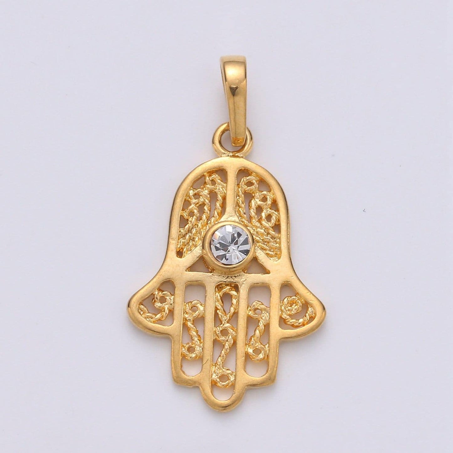 Gold filled hamsa hand pendant hand of fatimah charm j-071
