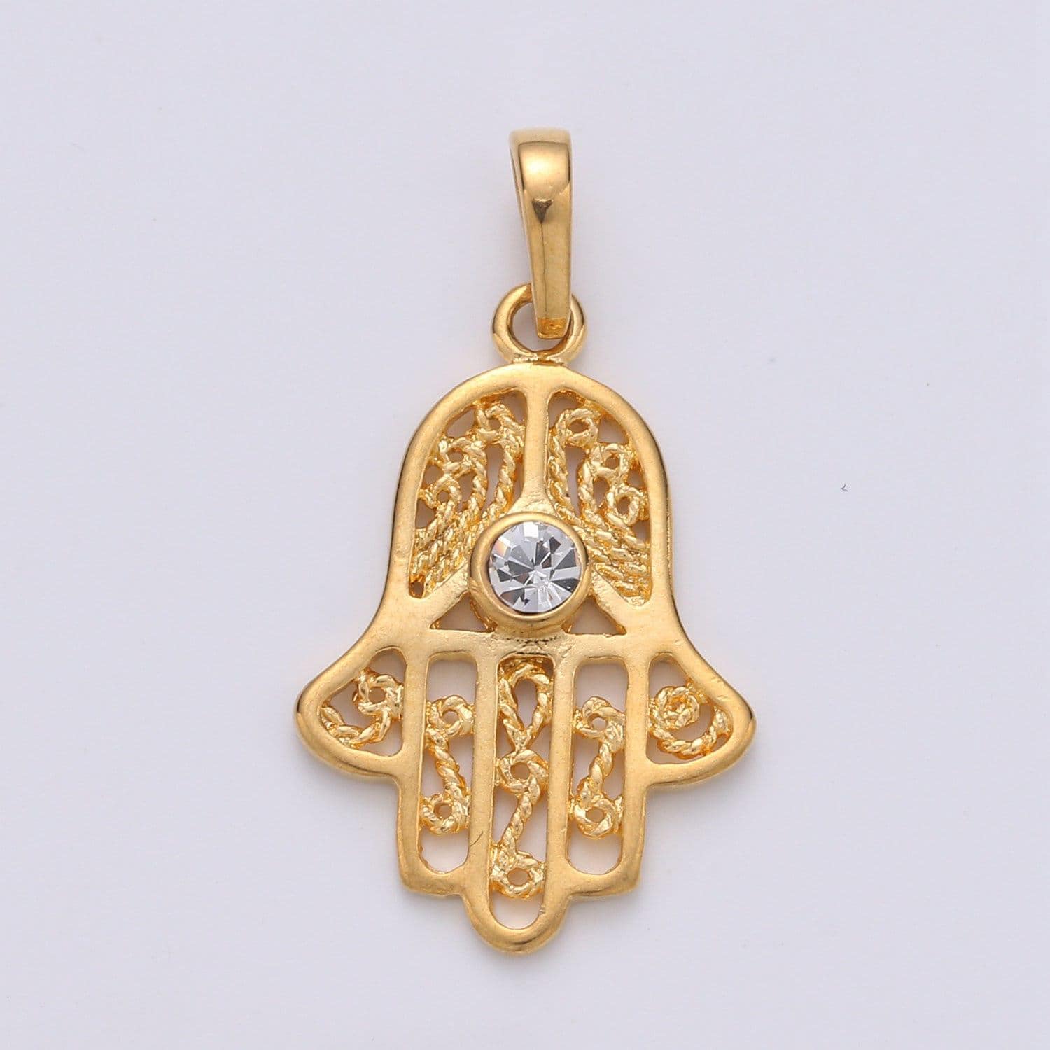 Gold filled hamsa hand pendant hand of fatimah charm j-071