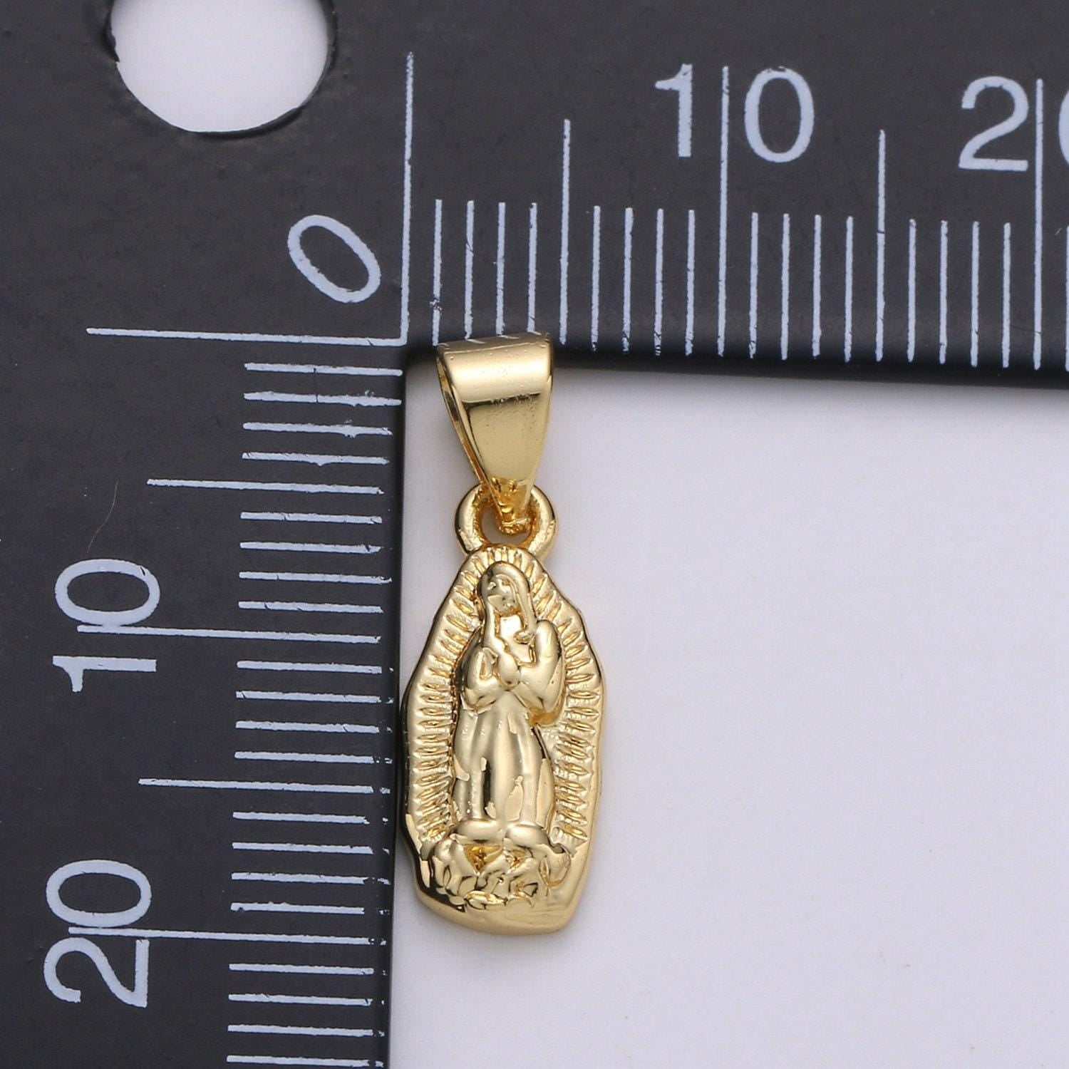 Vintage mary charm necklace 14k gold holy mary pendant necklace, our lady of guadalupe pendant necklace for religious jewelry making