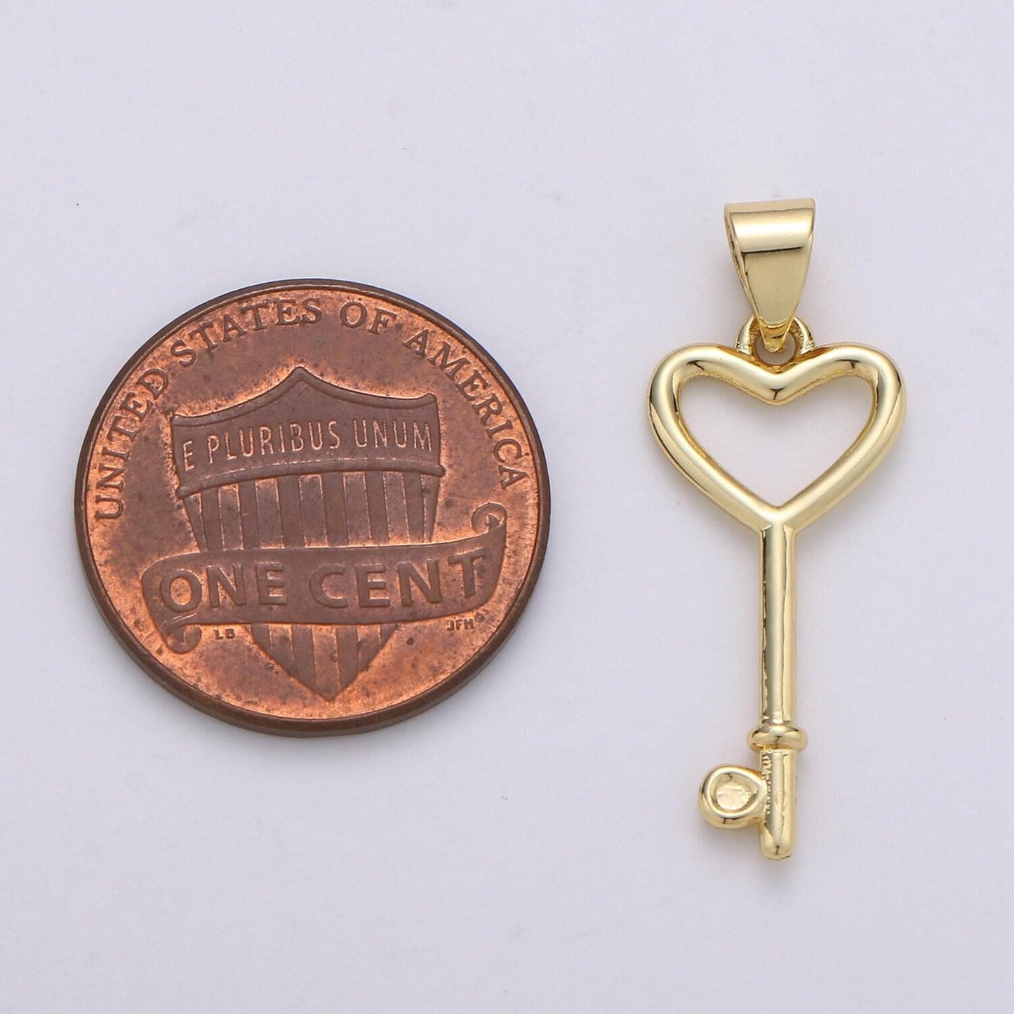 1pc 14k gold key pendant charm, dainty heart key pendant charm, key pendant, for diy jewelry making supply,j-005