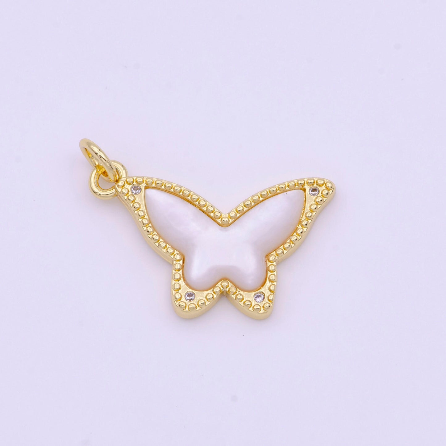 White pearl butterfly charms dainty monarch charms for necklace bracelets earring supply i-923