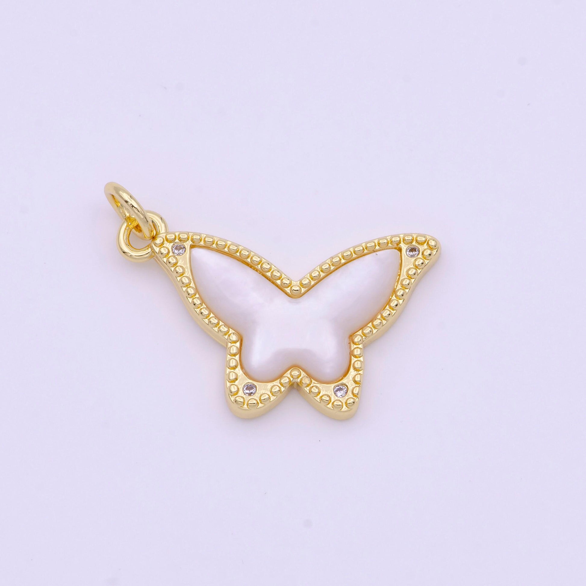 White pearl butterfly charms dainty monarch charms for necklace bracelets earring supply i-923