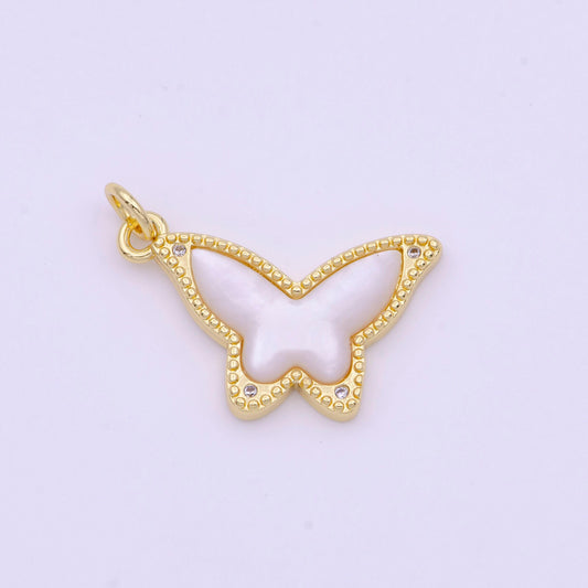White pearl butterfly charms dainty monarch charms for necklace bracelets earring supply i-923