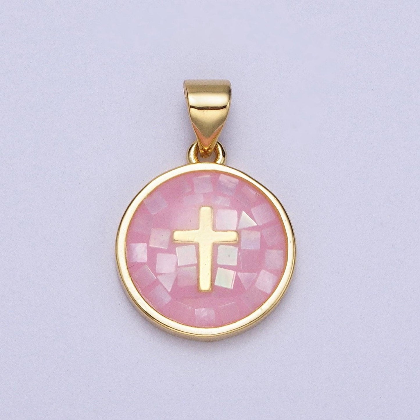 24k gold filled pink shell cross charm pendant white green blue shell religious charm necklace bracelet pendant 20x13.8mm i-075