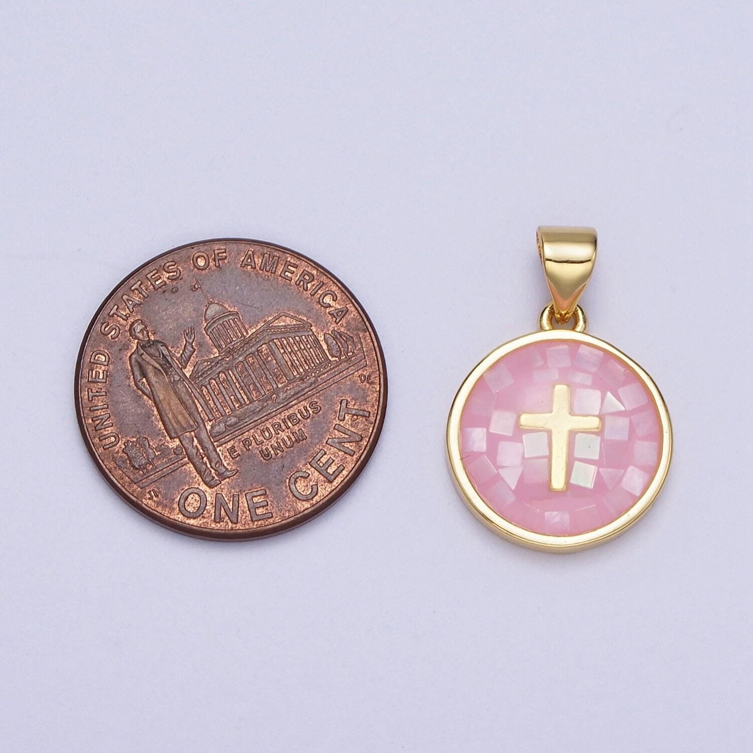 24k gold filled pink shell cross charm pendant white green blue shell religious charm necklace bracelet pendant 20x13.8mm i-075
