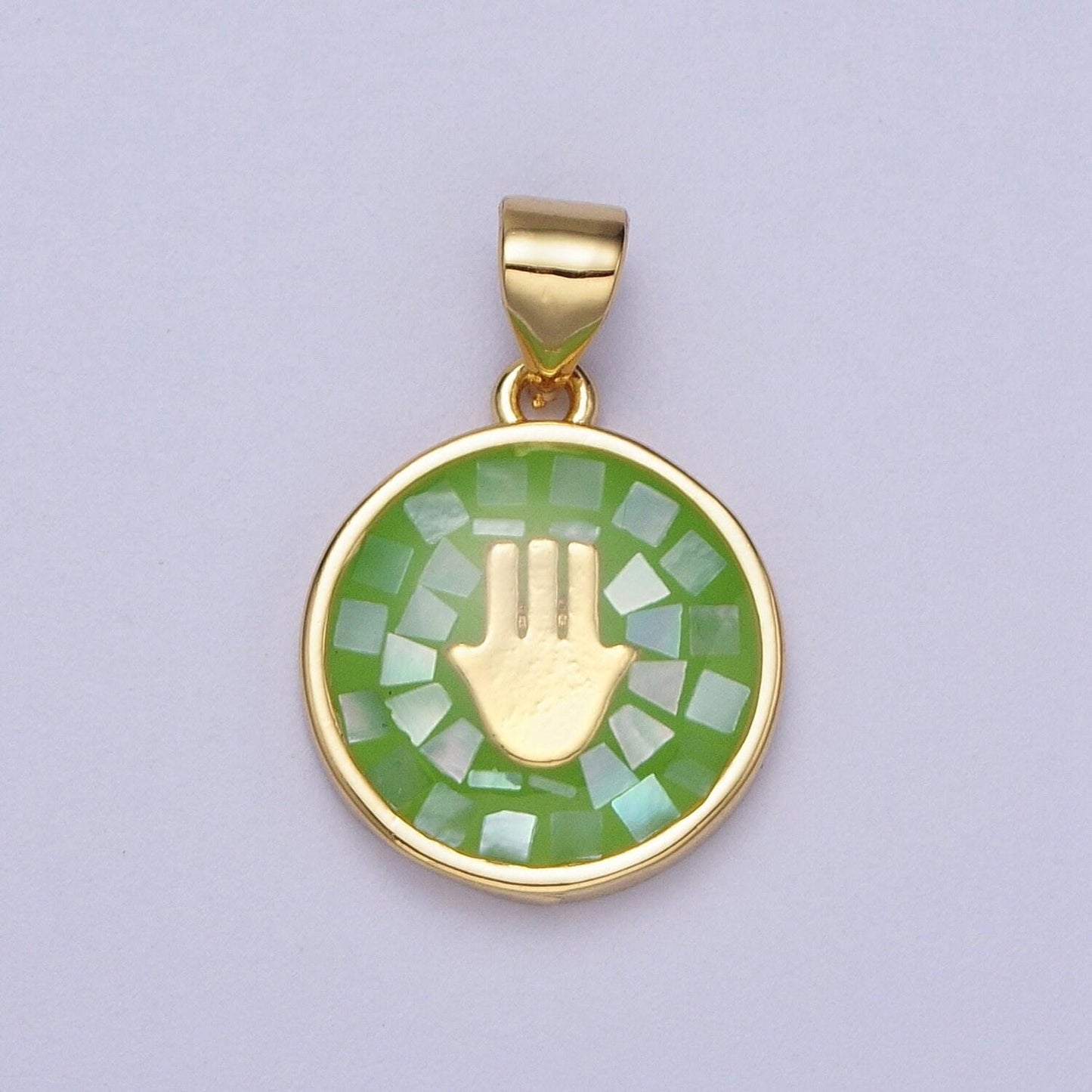 24k gold filled pink shell hamsa hand charm pendant white green blue shell charm necklace bracelet pendant 20x13.8mm h-807