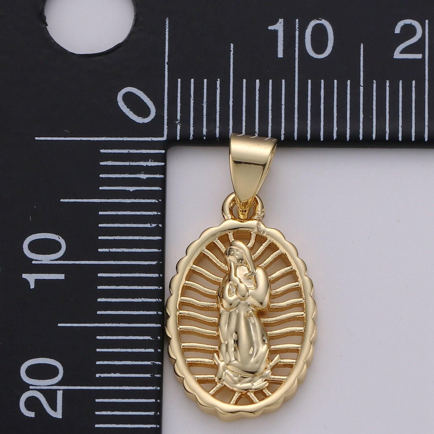 Dainty 24k gold virgen de guadalupe pendant, catholic jewelry, our lady of guadalupe charm catholic religious jewelry
