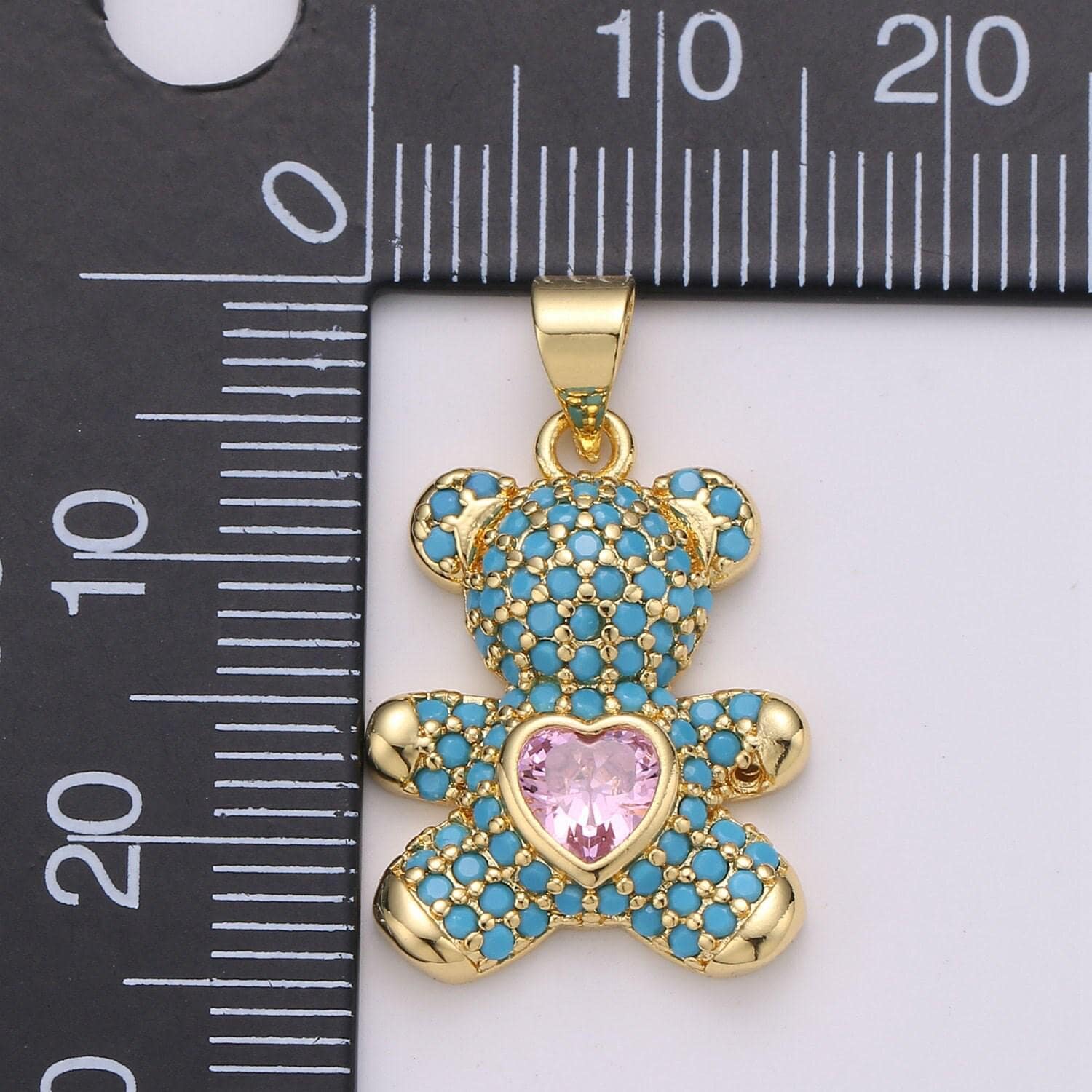 Gold bear charm teddy bear charm necklace pendant / keychain / earrings / kids crafts i-779