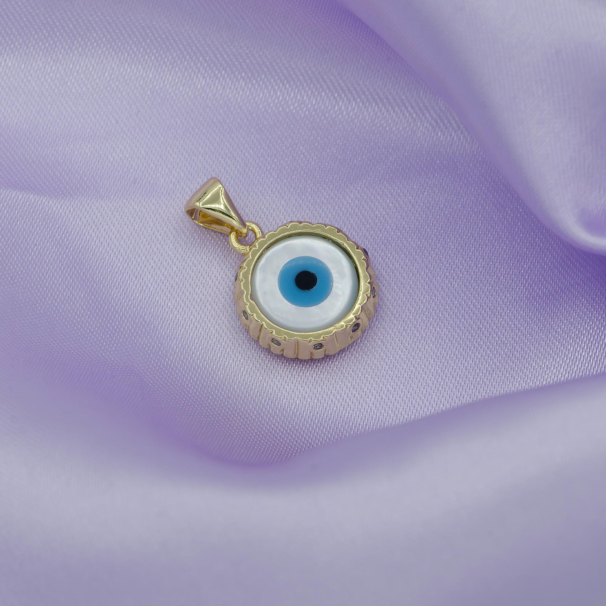 Dainty evil eye charm small tiny evil eye pendant eye of ra minimalist jewelry gift for her bridal necklace component gold silver eye, i-592