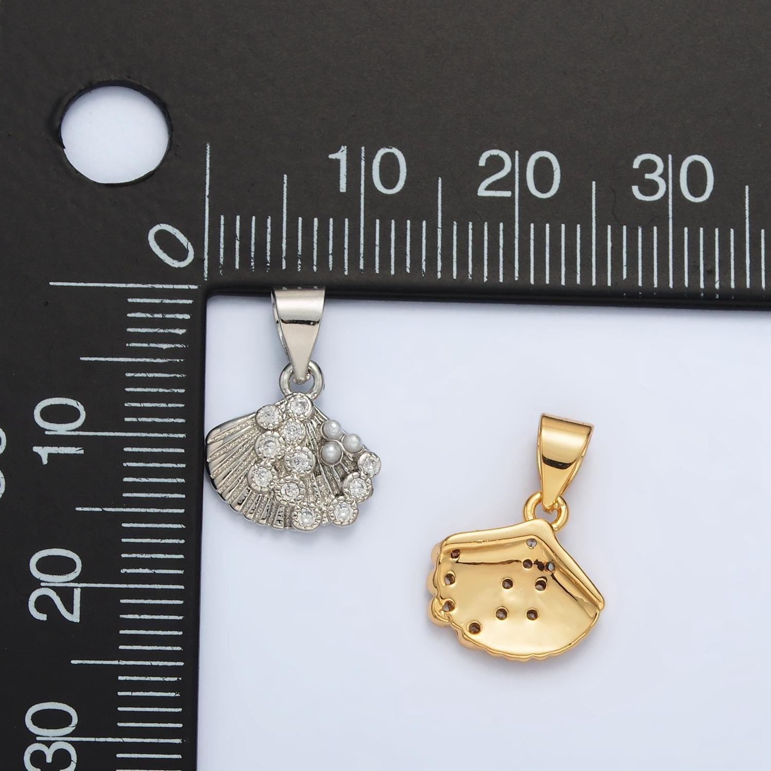 Dainty pearl shell dangle charm tiny pearl vintage seashell pendant jewelry making in 14k gold filled for jewelry making supply i718