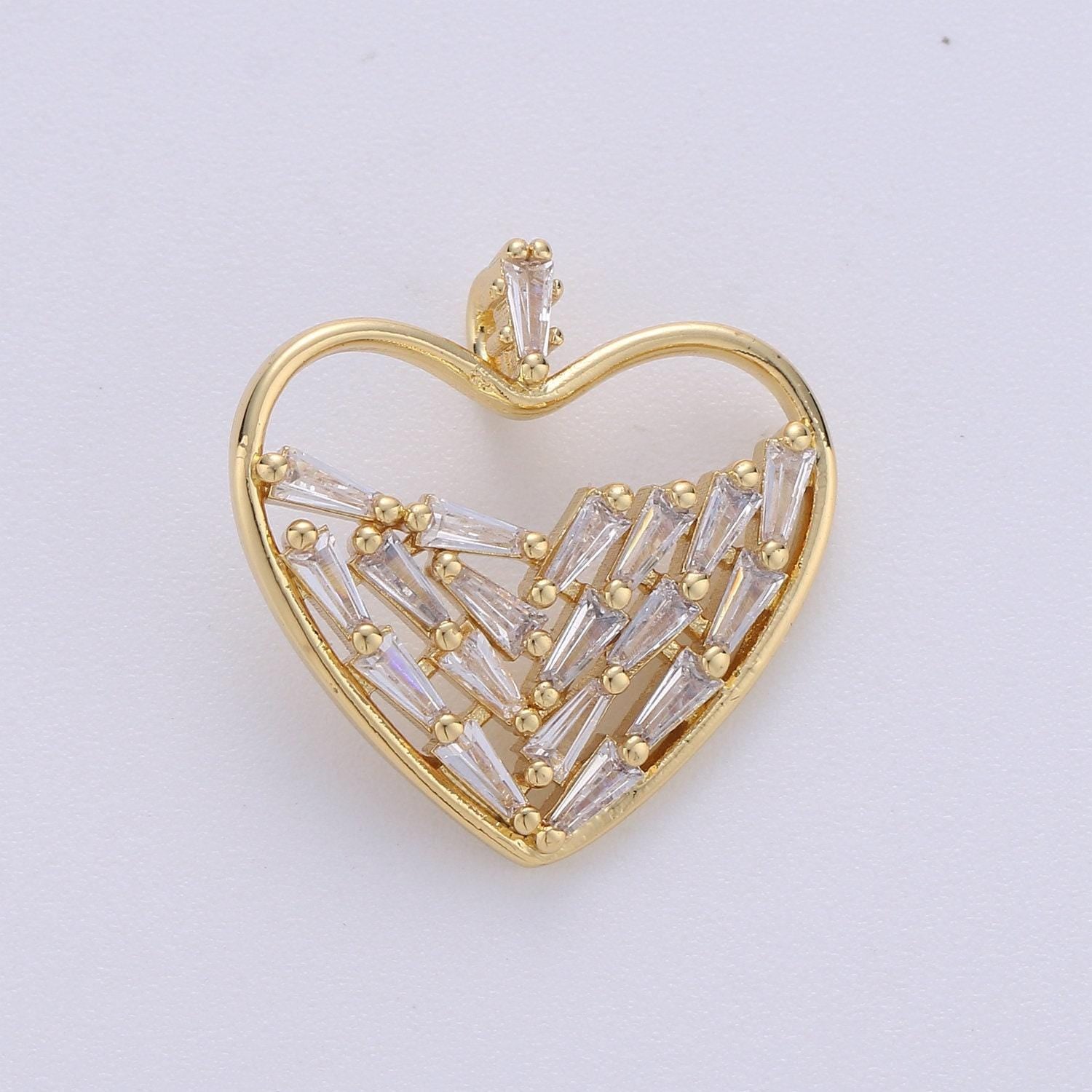 24k gold filled cubic heart charms gold star charm celestial jewelry making supply i-703