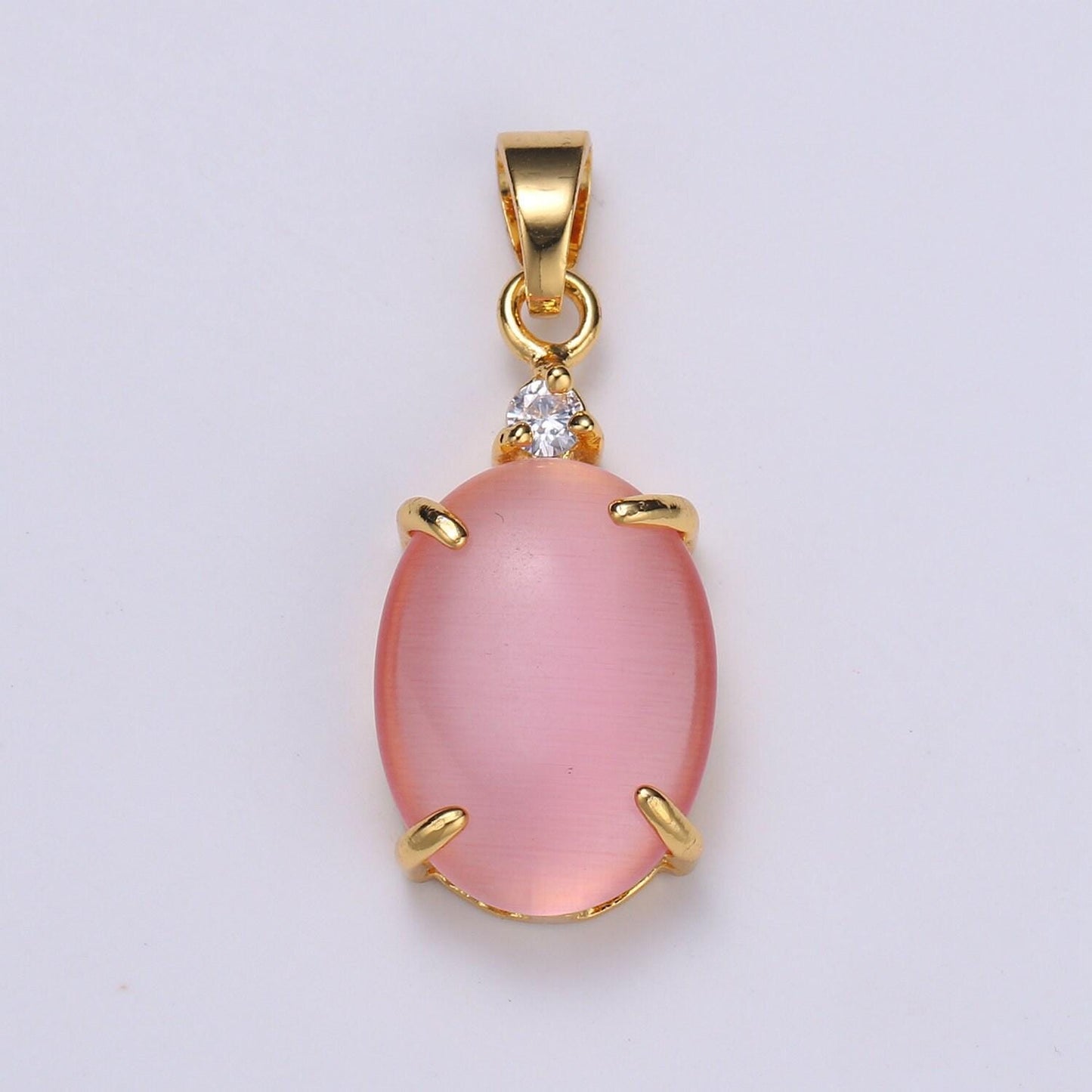Multi color cat's eye: pink,plum,red ruby ,peridot 24k gold solitaire cz pendant, large cat's eye stone, pdgf-1625-1629