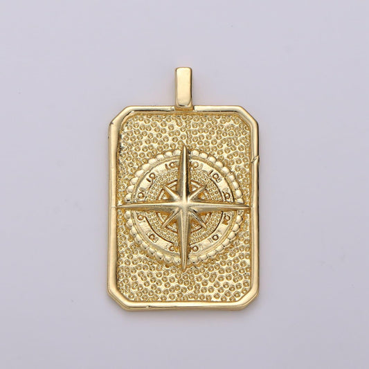 Tag charm 14k gold filled coin pendant, medallion charms, compass charms, military tag charm for necklace bracelet earring i-675