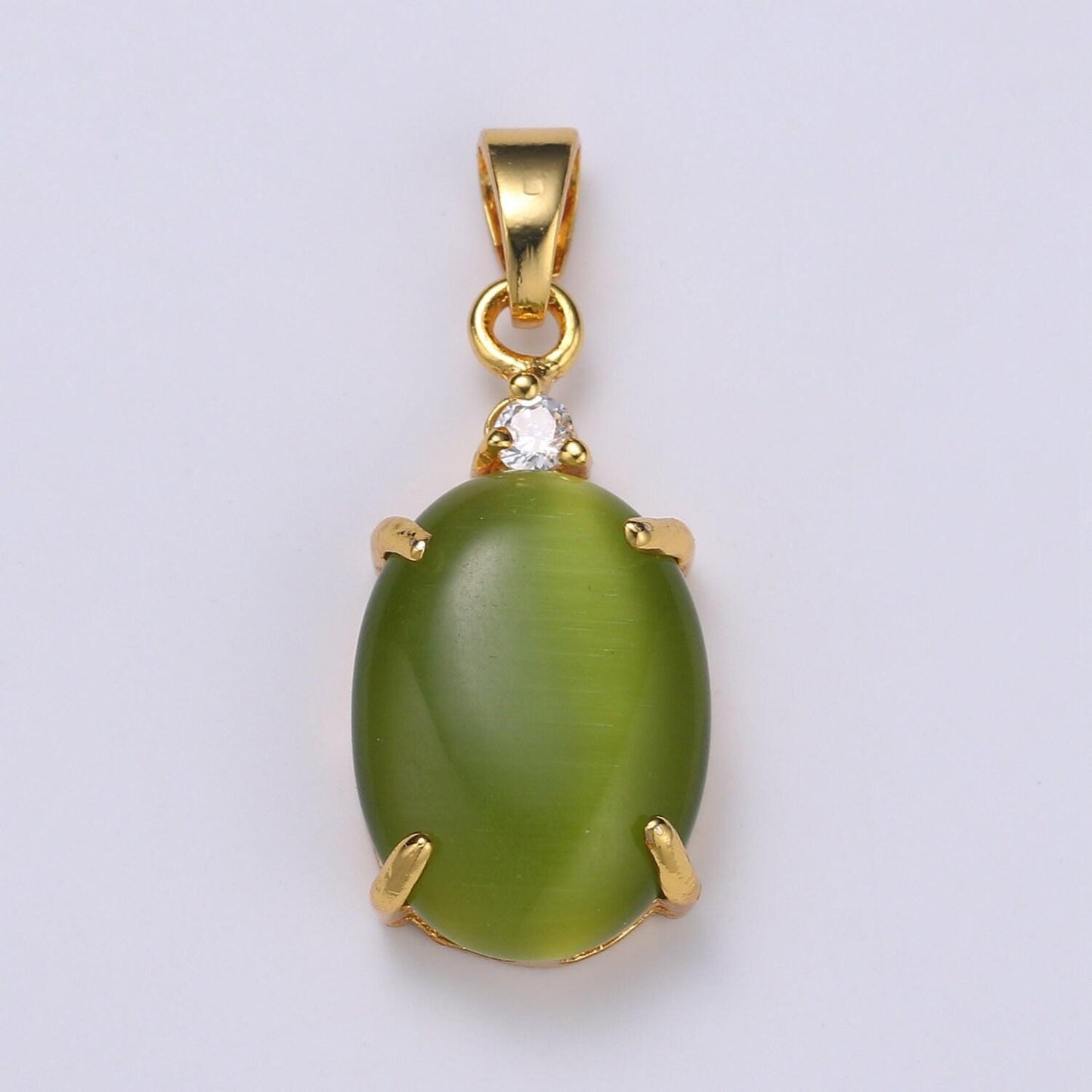 Multi color cat's eye: pink,plum,red ruby ,peridot 24k gold solitaire cz pendant, large cat's eye stone, pdgf-1625-1629