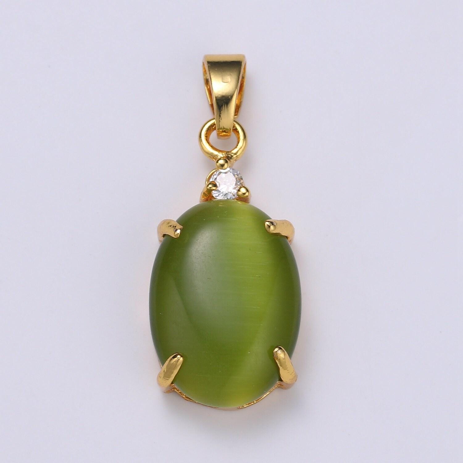 Multi color cat's eye: pink,plum,red ruby ,peridot 24k gold solitaire cz pendant, large cat's eye stone, pdgf-1625-1629