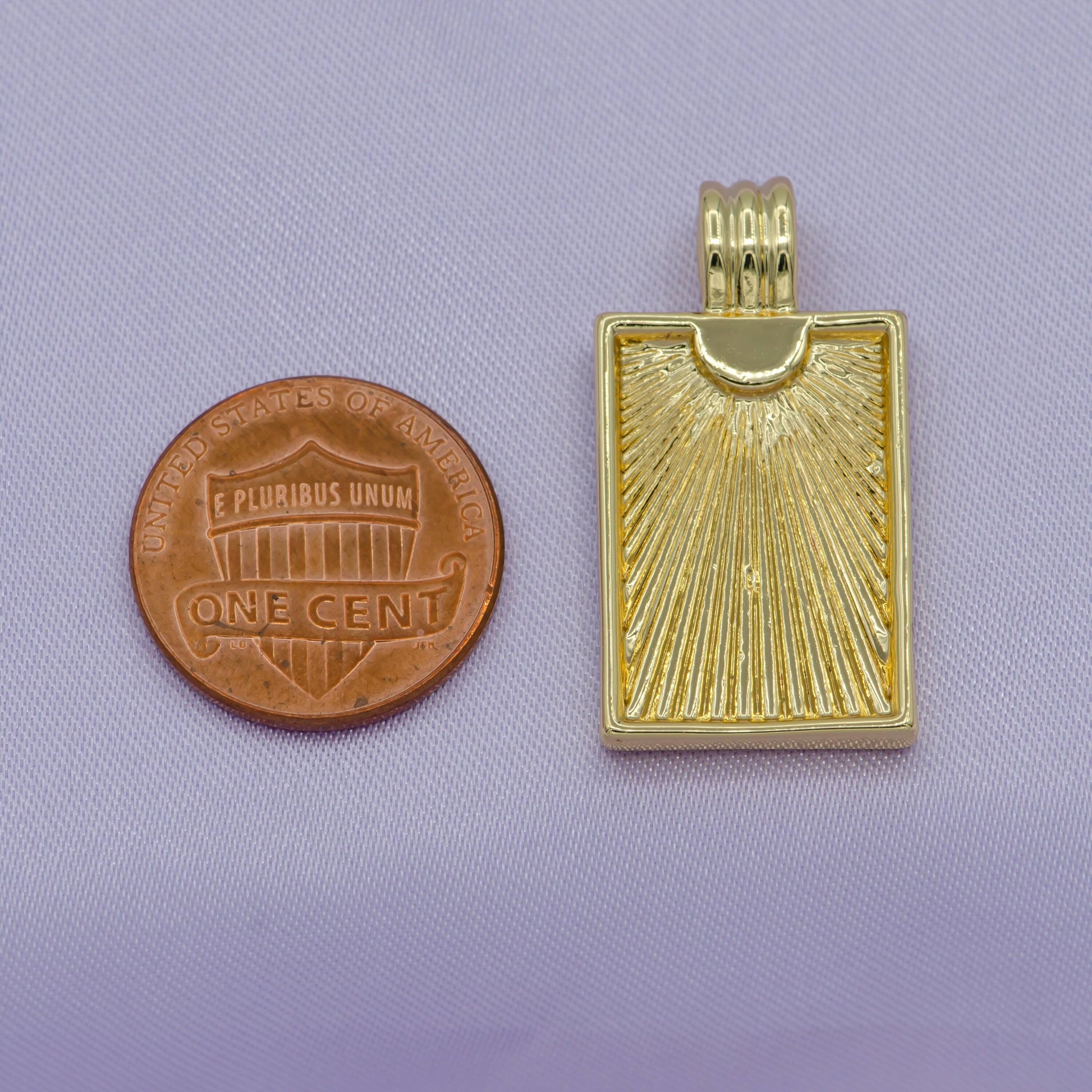 Gold rectangle pendant gold sunburst charm necklace boho chic gold geometric necklace style gold medallion charm i671