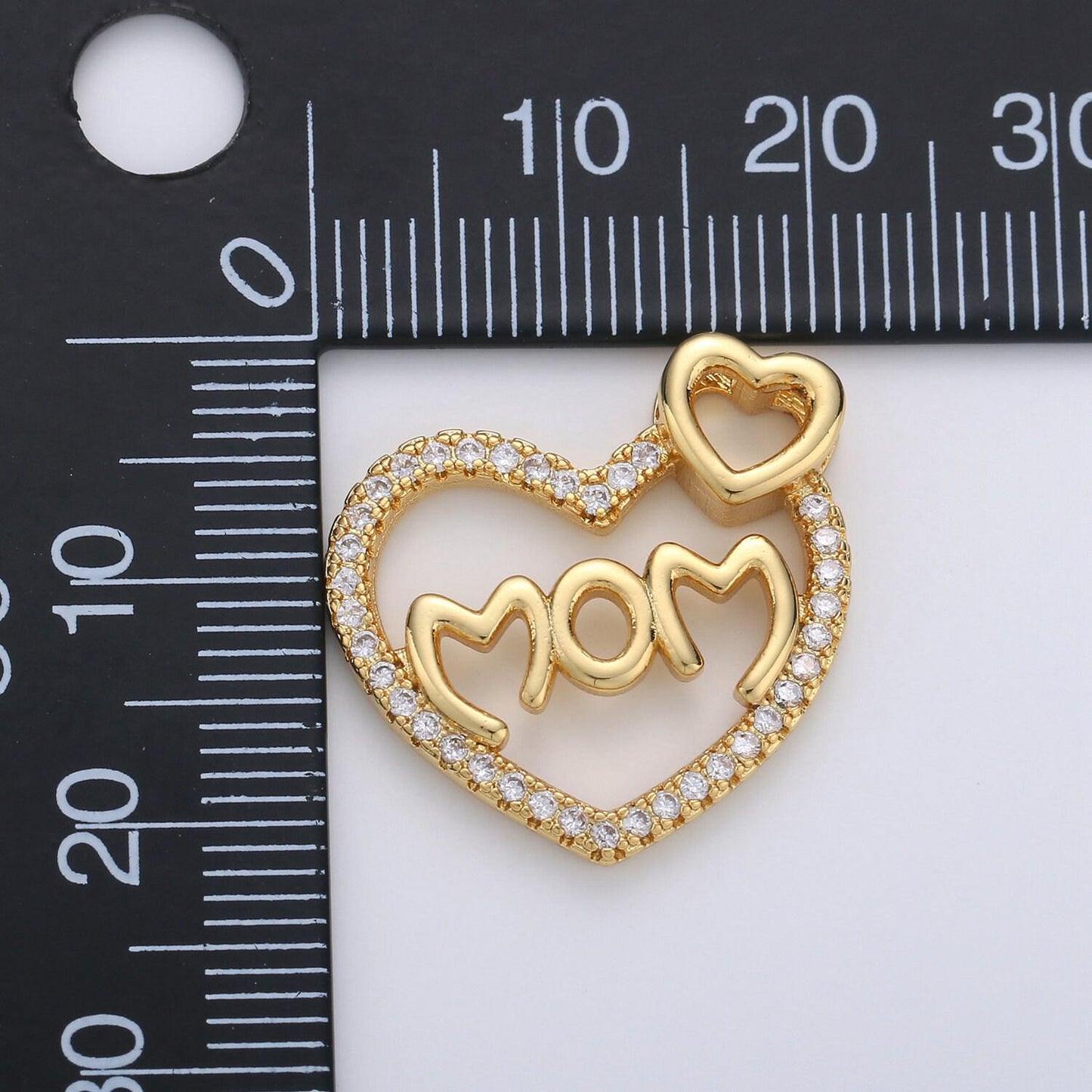 Dainty heart pendant cubic mom charm, mother love pendant jewelry in 14k gold filled i-668