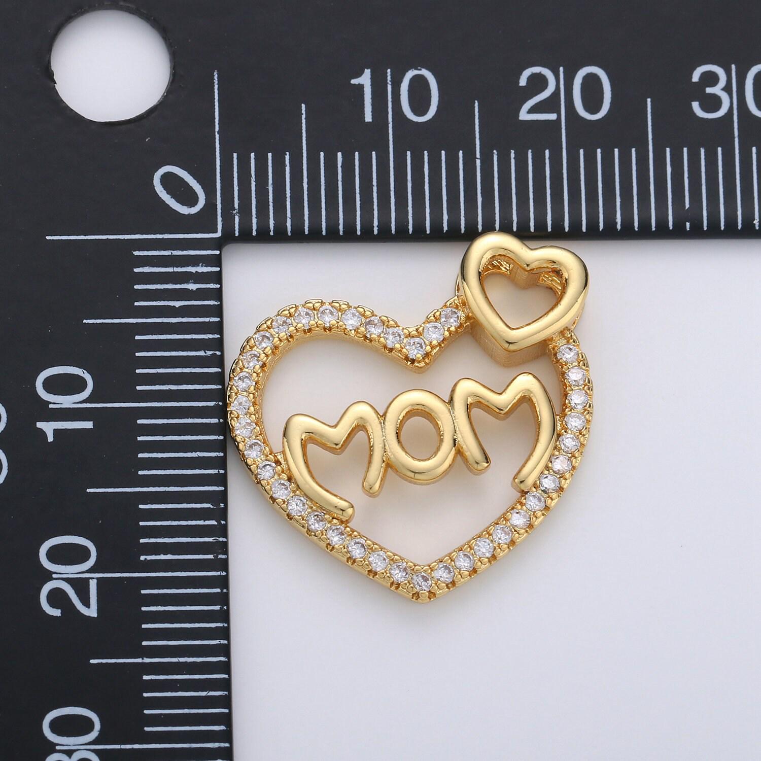 Dainty heart pendant cubic mom charm, mother love pendant jewelry in 14k gold filled i-668