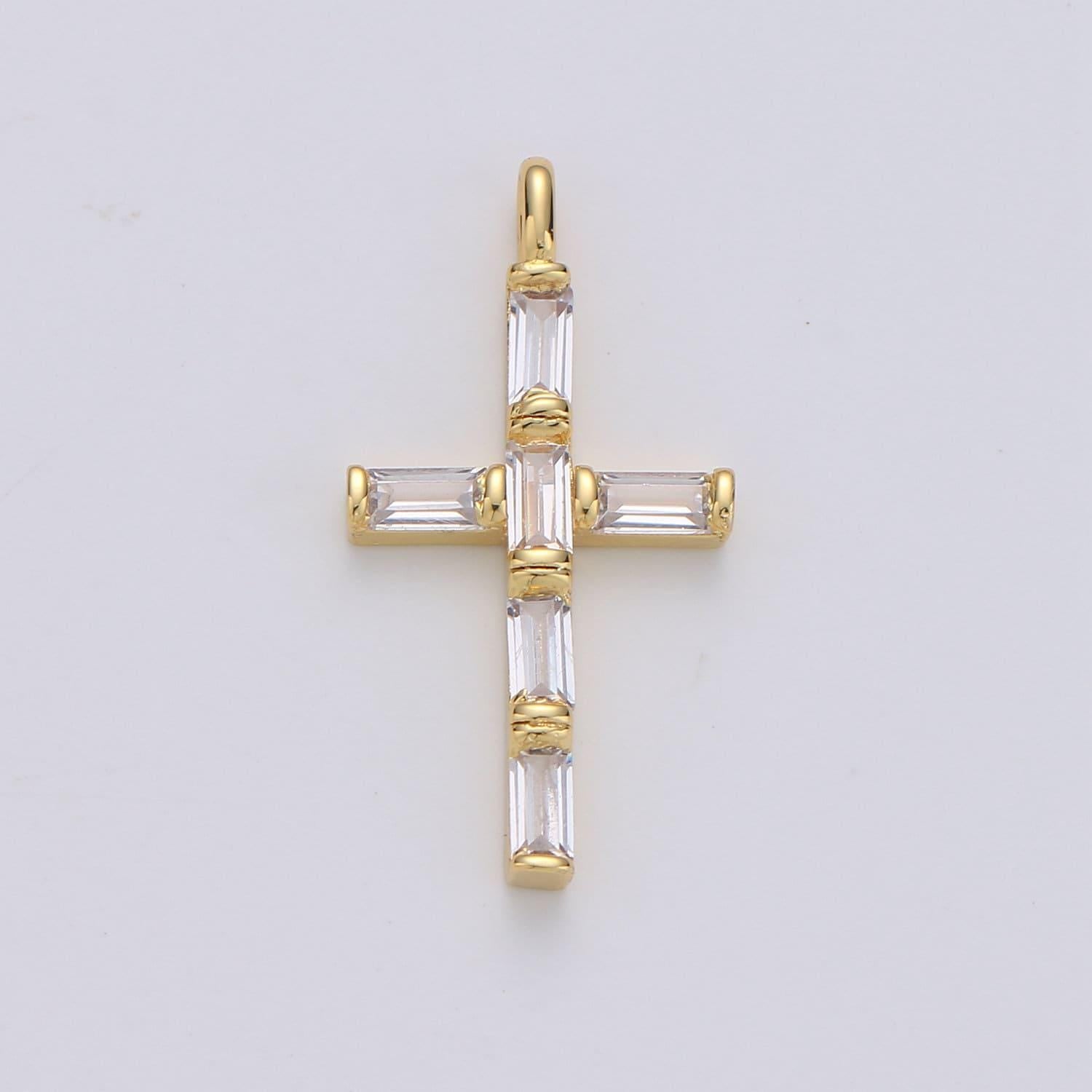 Cubic zirconia marquise navette crystal cross pendant charm chain necklace 14k gold filled cross charm religious jewelry i-657 i-658