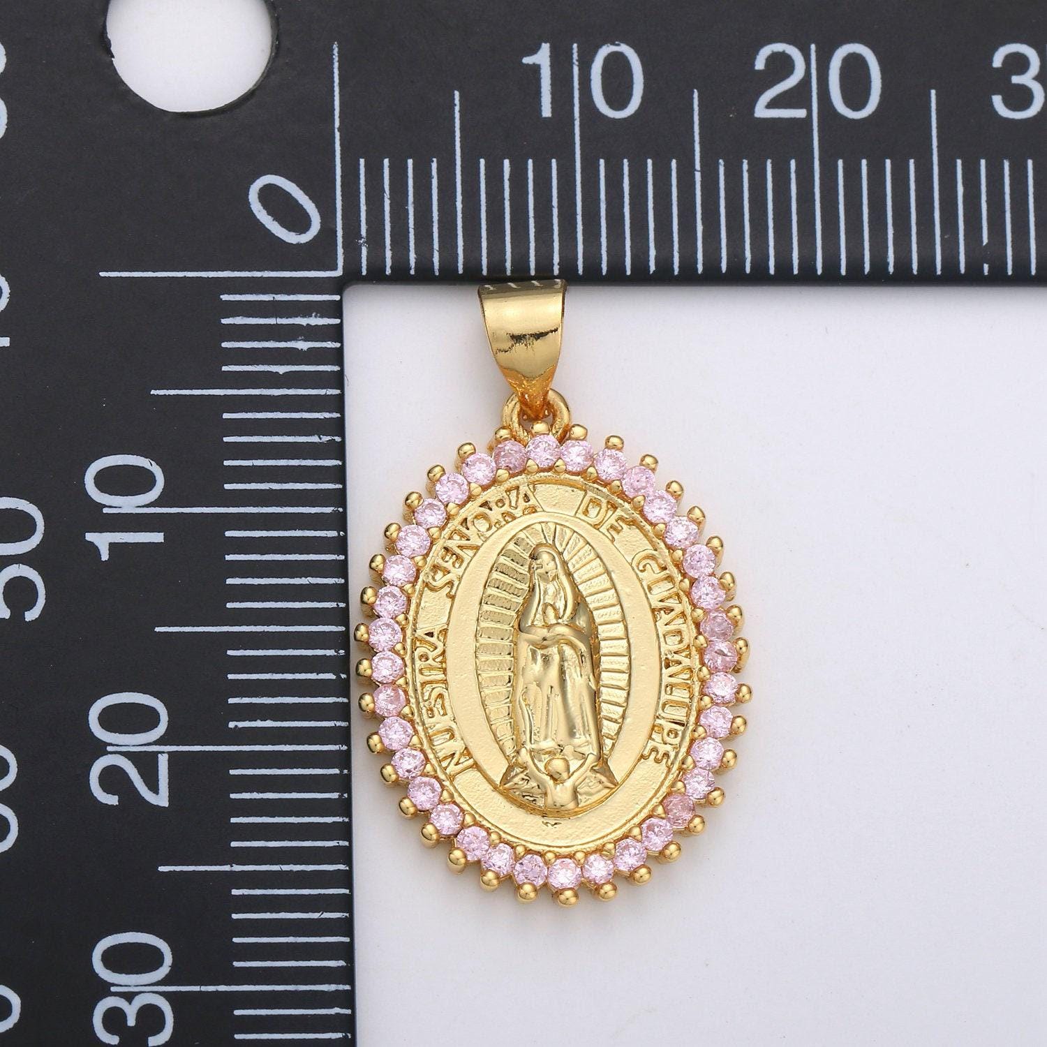 1pc gold micro pave lady guadalupe charm, cubic zirconia virgin mary pendant charm, charm, for religious jewelry making supply