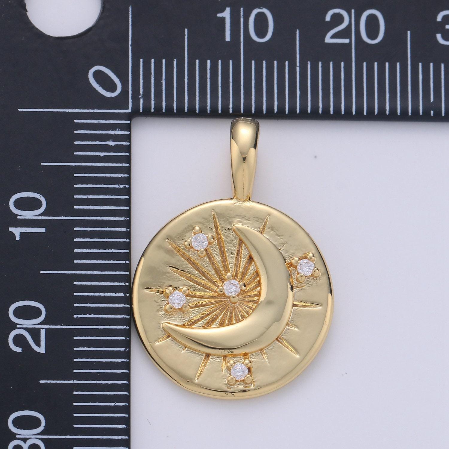 Celestial jewelry gold crescent moon charm double sides design jewelry making supply 24k gold findings, i-648