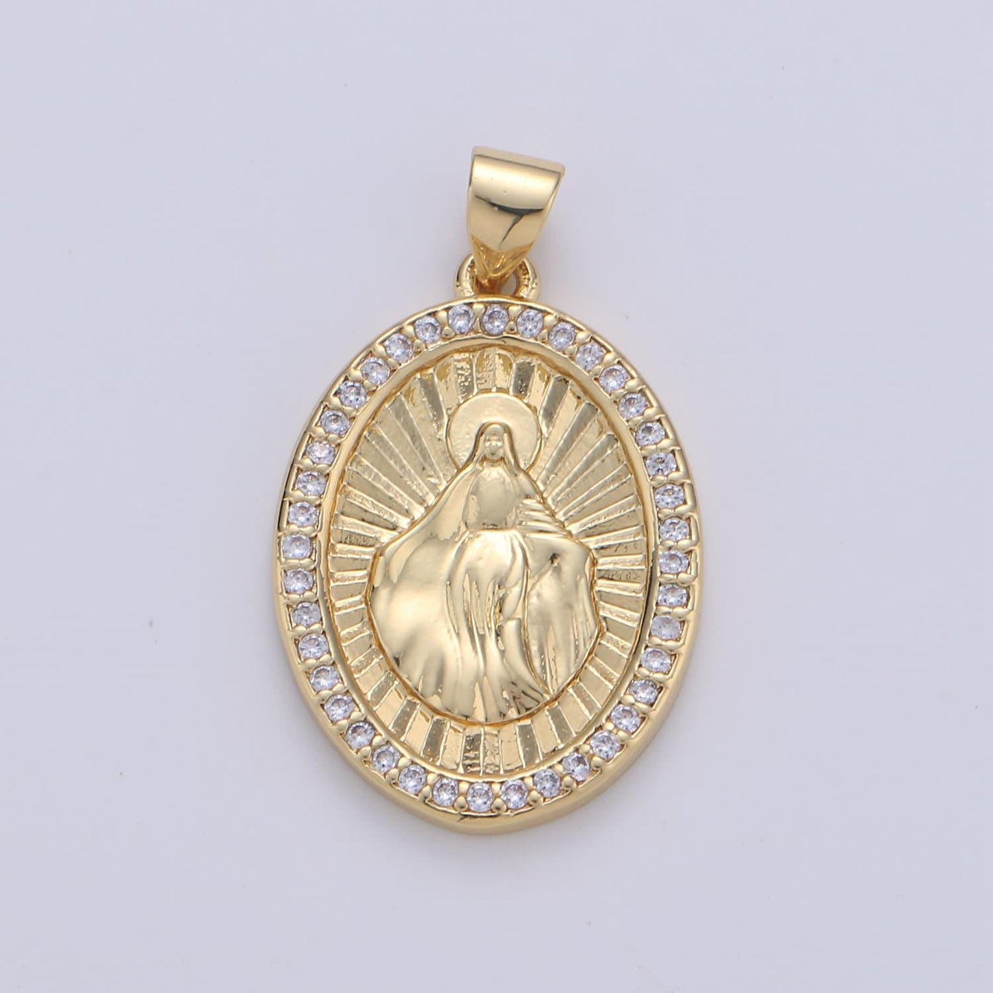 24k gold filled miraculous lady pendant delicate micro pave charm necklace for religious jewelry pendant i-646