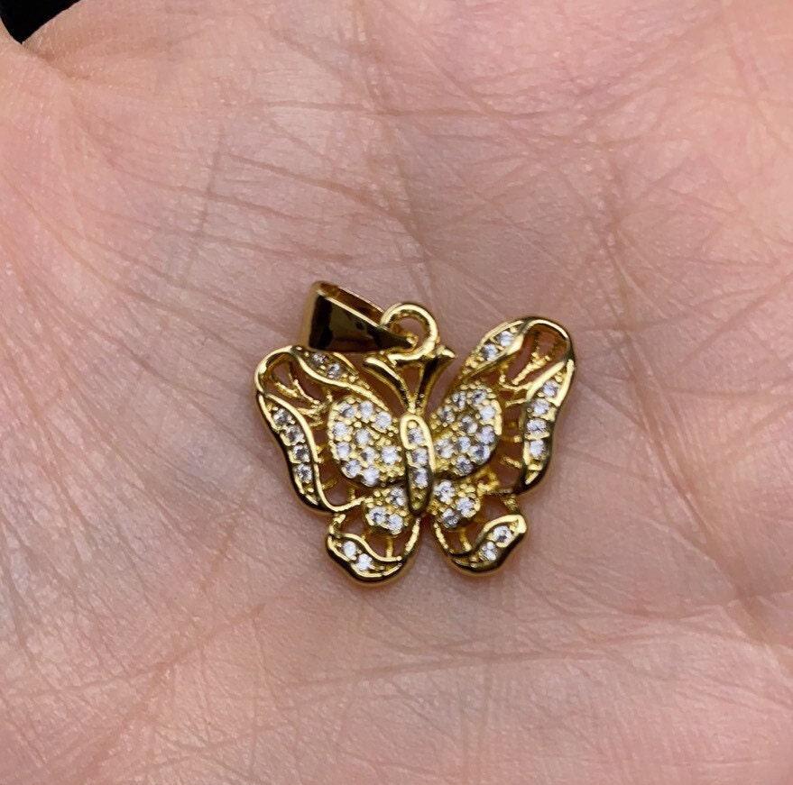 18k gold filled charm dainty cubic butterfly pendant, bracelet charm, necklace pendant, micro pave animal jewelry supply i-630