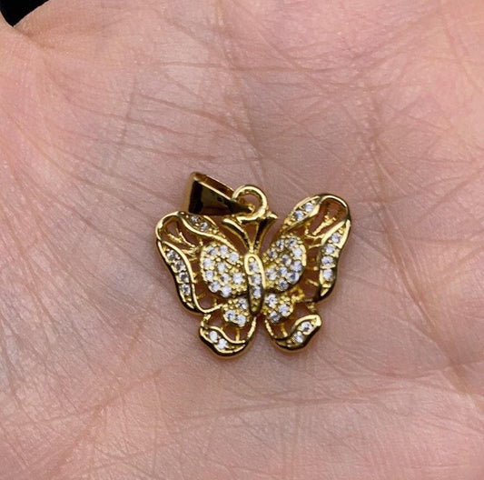 18k gold filled charm dainty cubic butterfly pendant, bracelet charm, necklace pendant, micro pave animal jewelry supply i-630