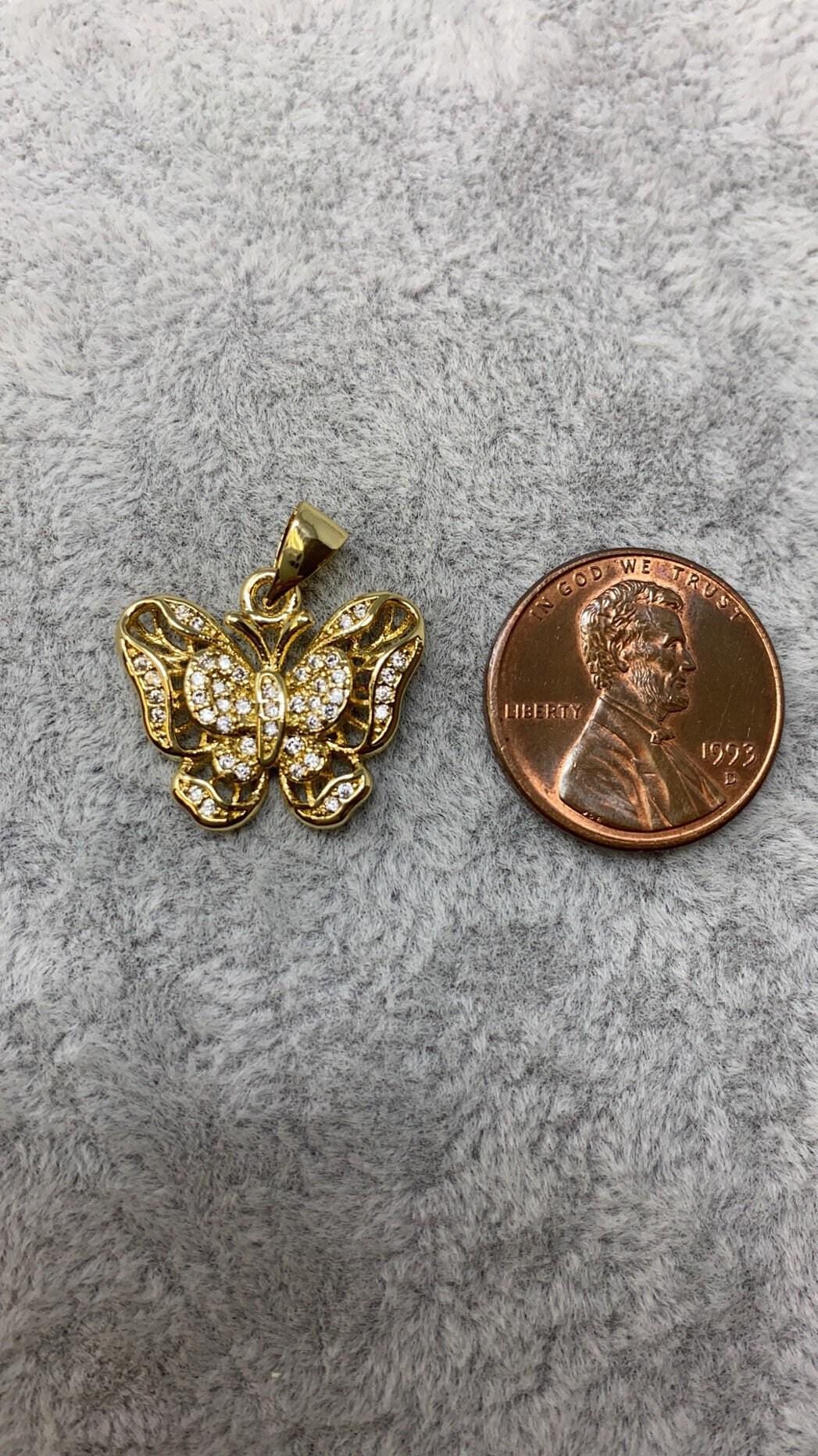 18k gold filled charm dainty cubic butterfly pendant, bracelet charm, necklace pendant, micro pave animal jewelry supply i-630