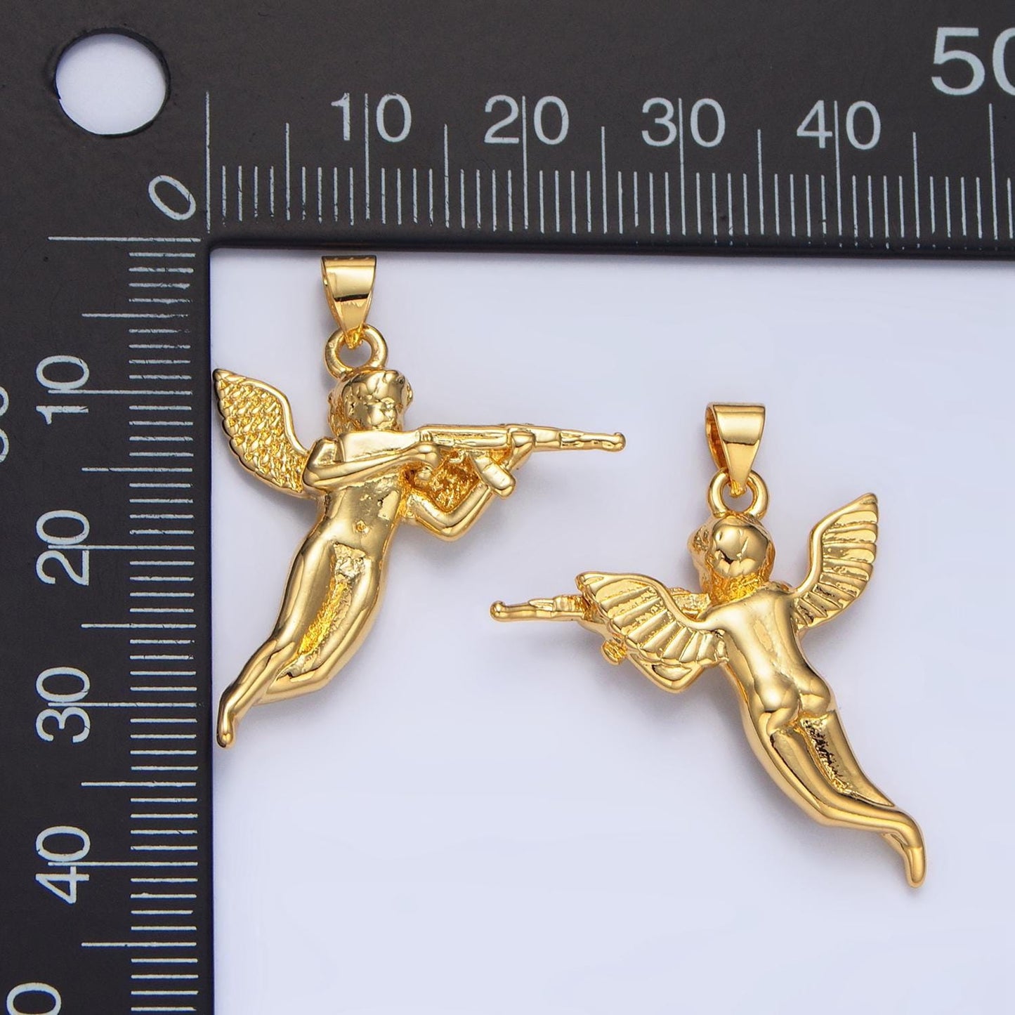 24k gold filled angel big wing pendant in gold & silver | i628