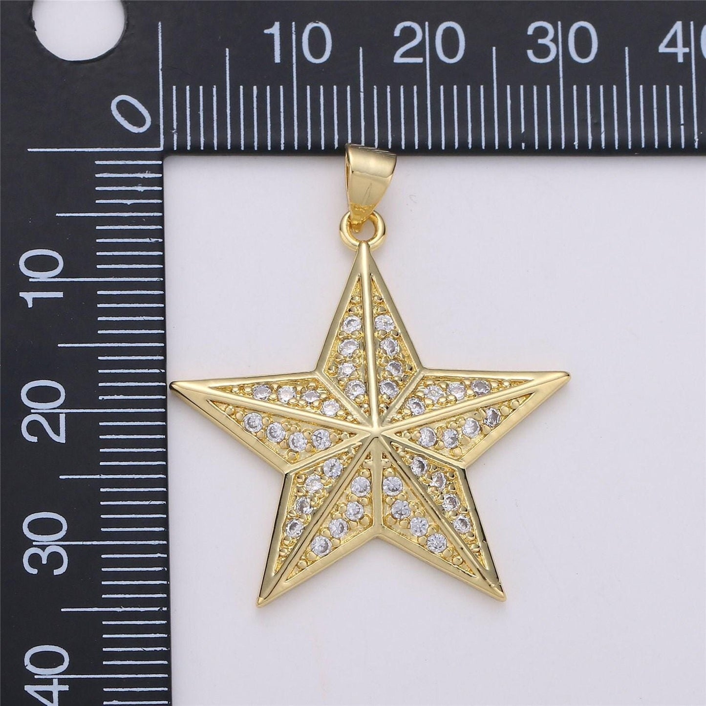 24k gold filled cute celestial star pendant with micro pave cubic zirconia cz stone for necklace or bracelet i-575
