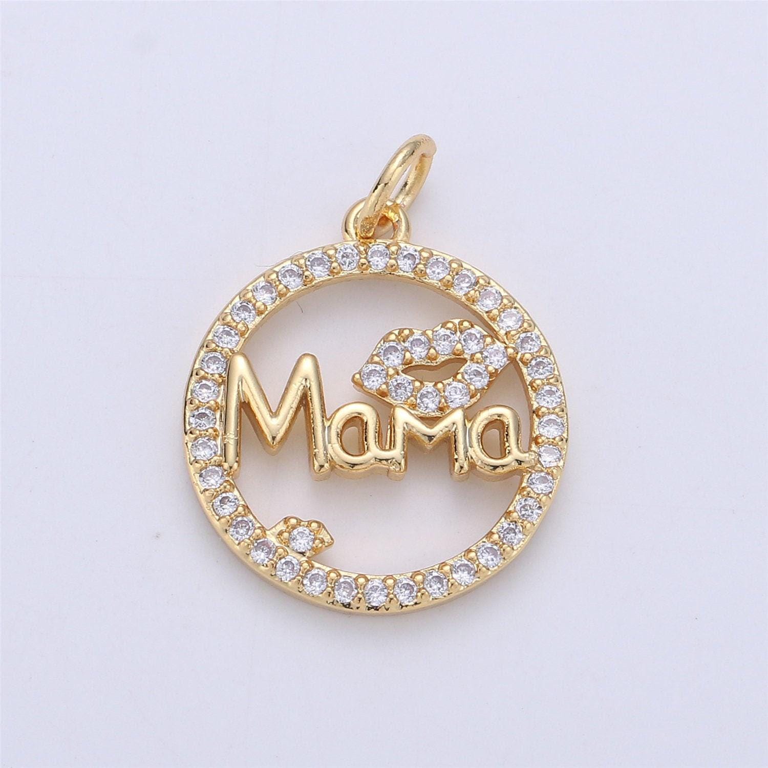 24k gold fill micro pave mother charm -mama necklace charm-mother necklace pendant - mother's day gifts - mama letter necklace pendant i-563