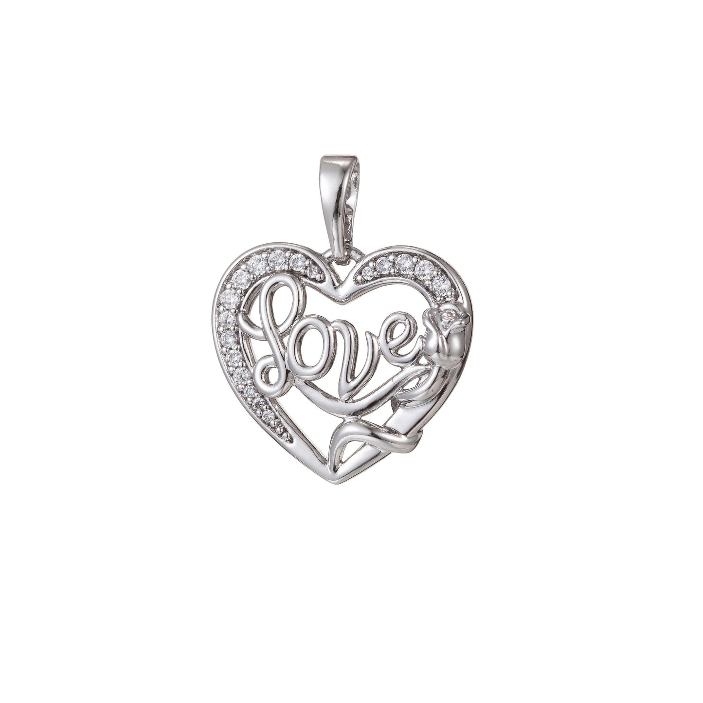 18k gold filled micro pave cz heart pendant charm, love heart micro pave cz pendant charm, gold filled pendant, for diy jewelry i-494 i-537