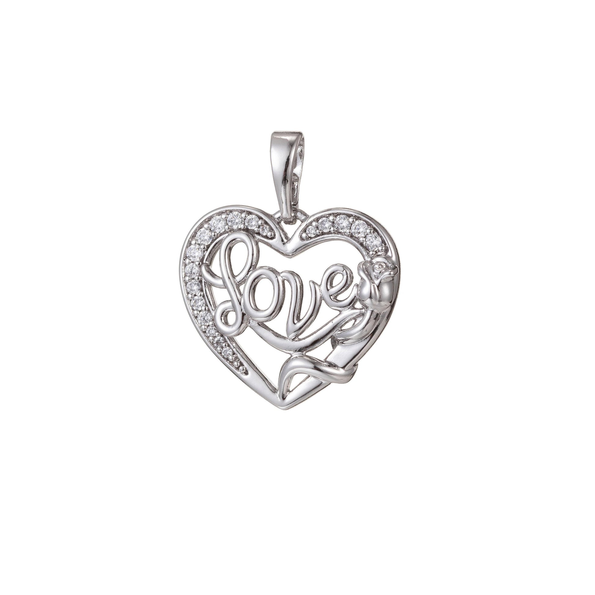 18k gold filled micro pave cz heart pendant charm, love heart micro pave cz pendant charm, gold filled pendant, for diy jewelry i-494 i-537