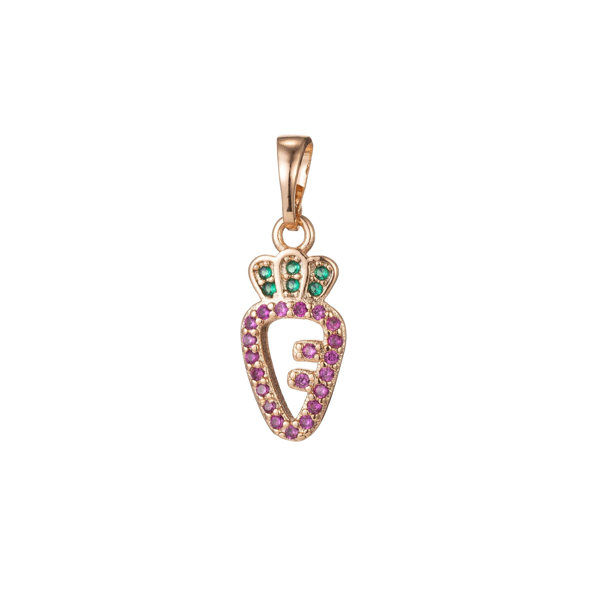 18k gold filled micro pave cz carrot pendant charm, carrot pendant charm, gold filled veggie pendant, for diy jewelry making i-419 i-514
