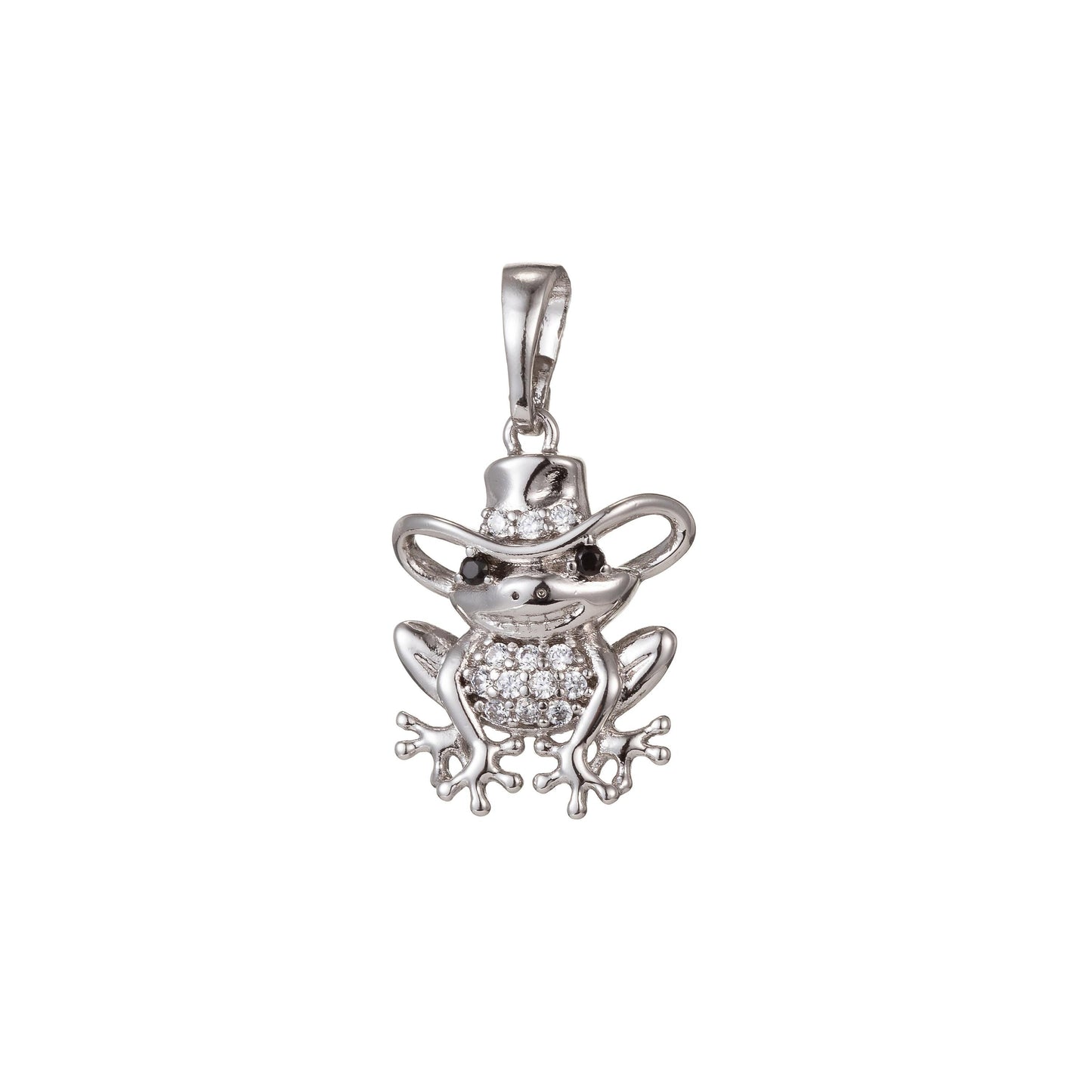 1pc 18k gold micro pave cz cute mr. frog pendant charm, micro pave cz pendant charm, frog pendant, for diy jewelry, 1341