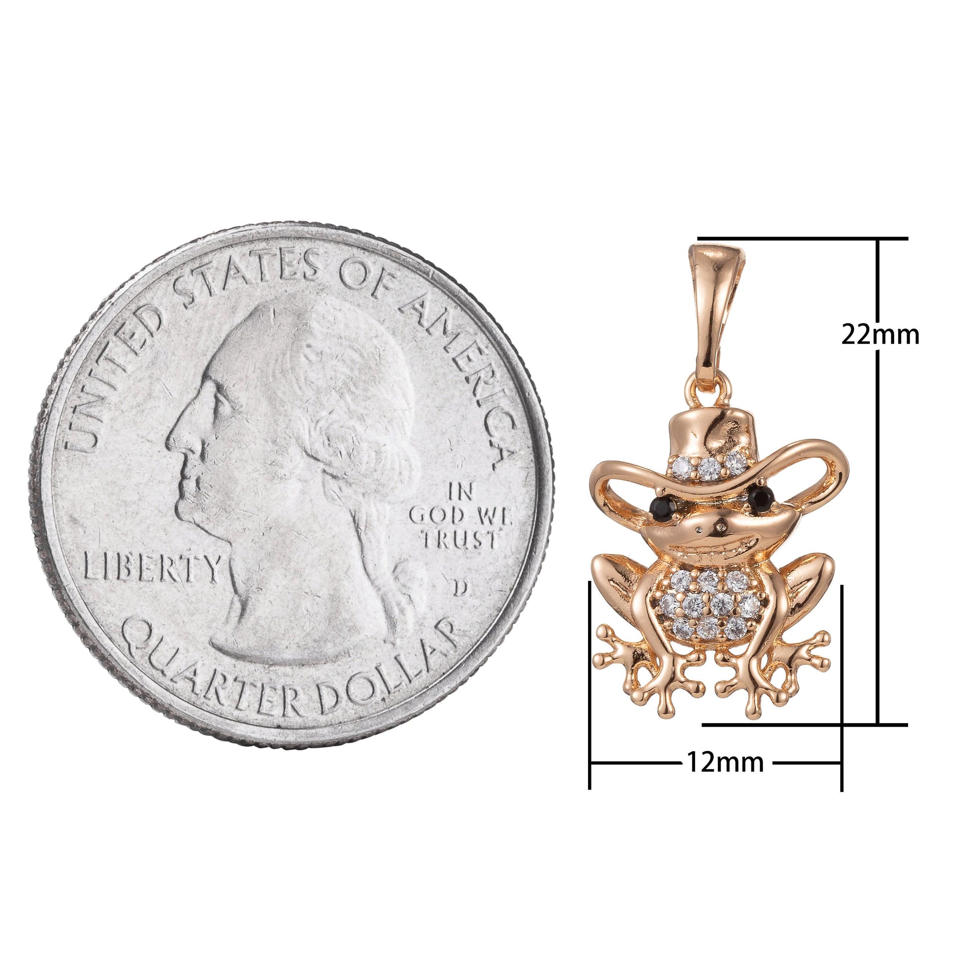 1pc 18k gold micro pave cz cute mr. frog pendant charm, micro pave cz pendant charm, frog pendant, for diy jewelry, 1341