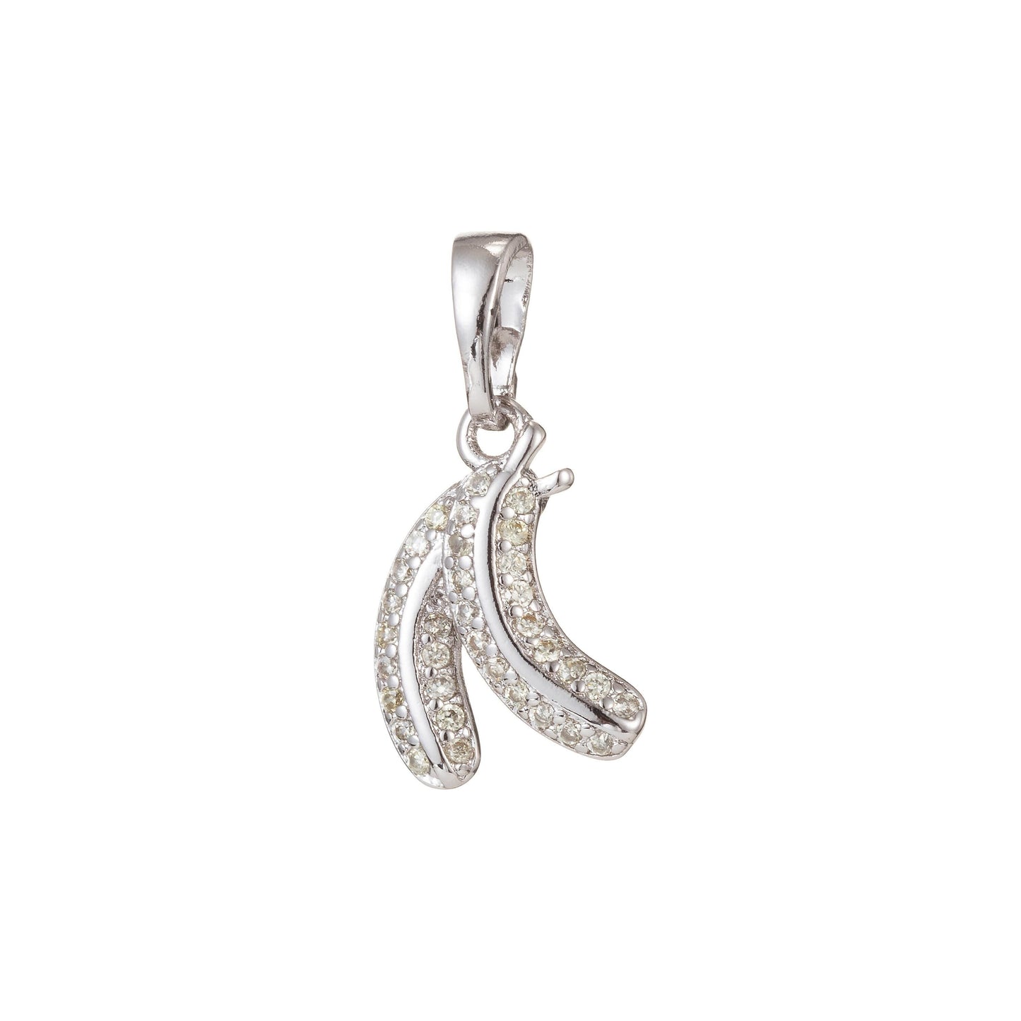18k gold filled micro pave cz banana pendant charm, white gold filled fruit pendant for diy jewelry i-426 i-489