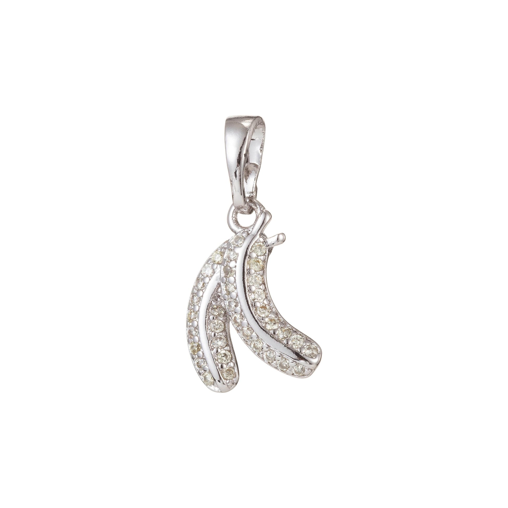 18k gold filled micro pave cz banana pendant charm, white gold filled fruit pendant for diy jewelry i-426 i-489