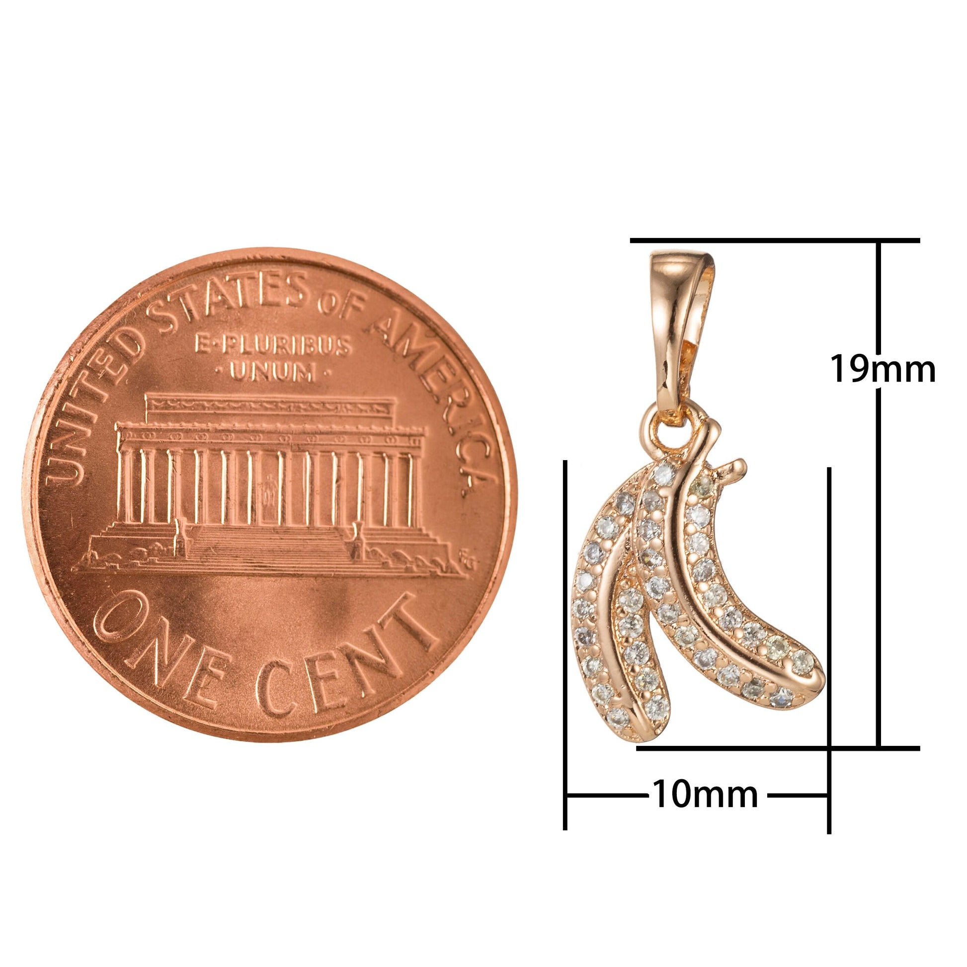 18k gold filled micro pave cz banana pendant charm, white gold filled fruit pendant for diy jewelry i-426 i-489