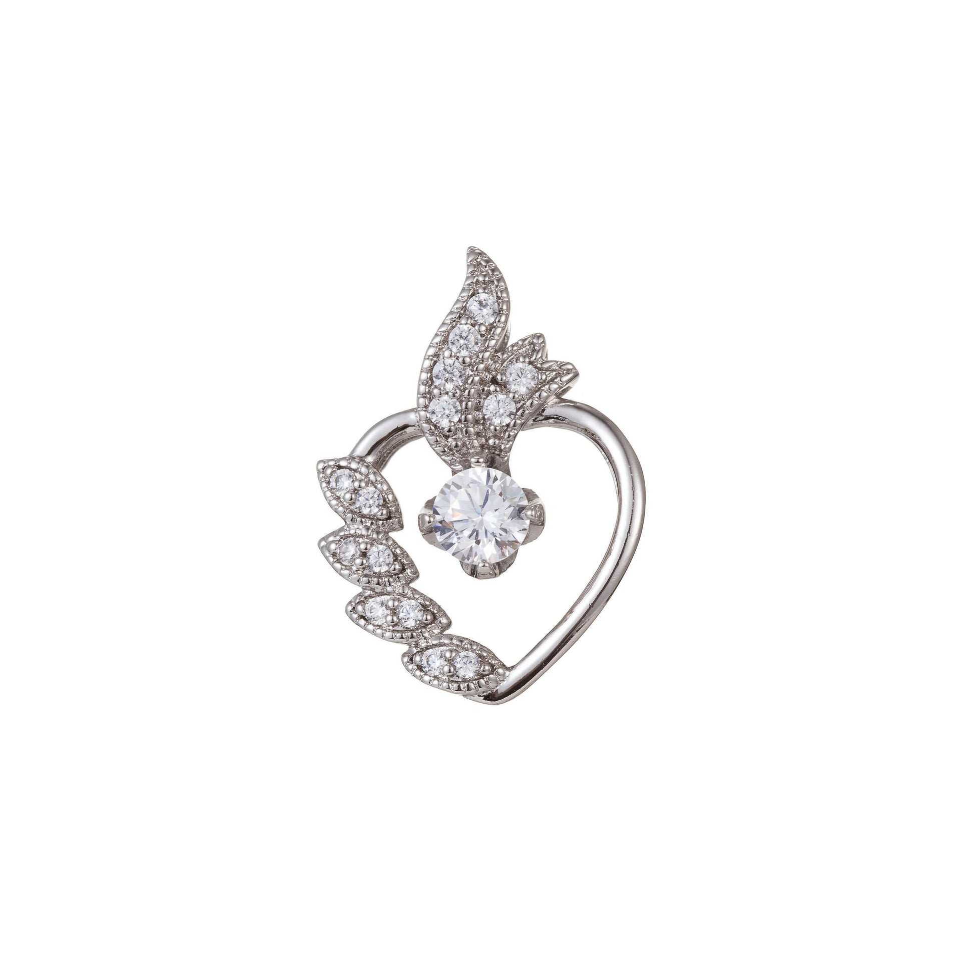 Silver cubic zirconial heart pendants i-478
