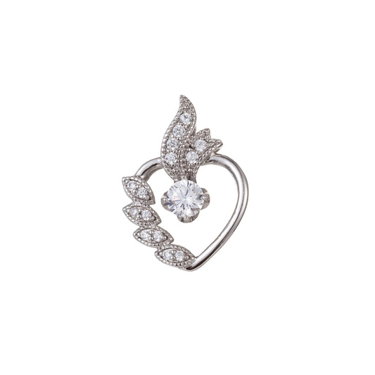 Silver cubic zirconial heart pendants i-478