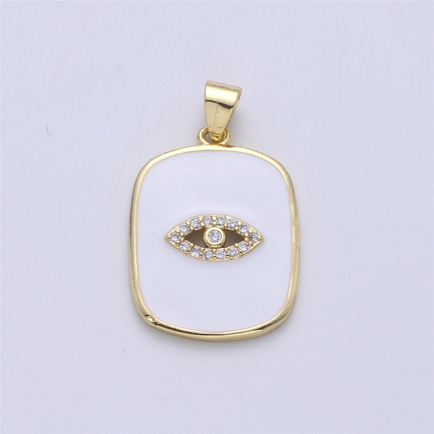 Dainty enamel tag pendant gold tag evil eye star heart moon white black charm for necklace pendant findings for jewelry making, i-445 ~i-452