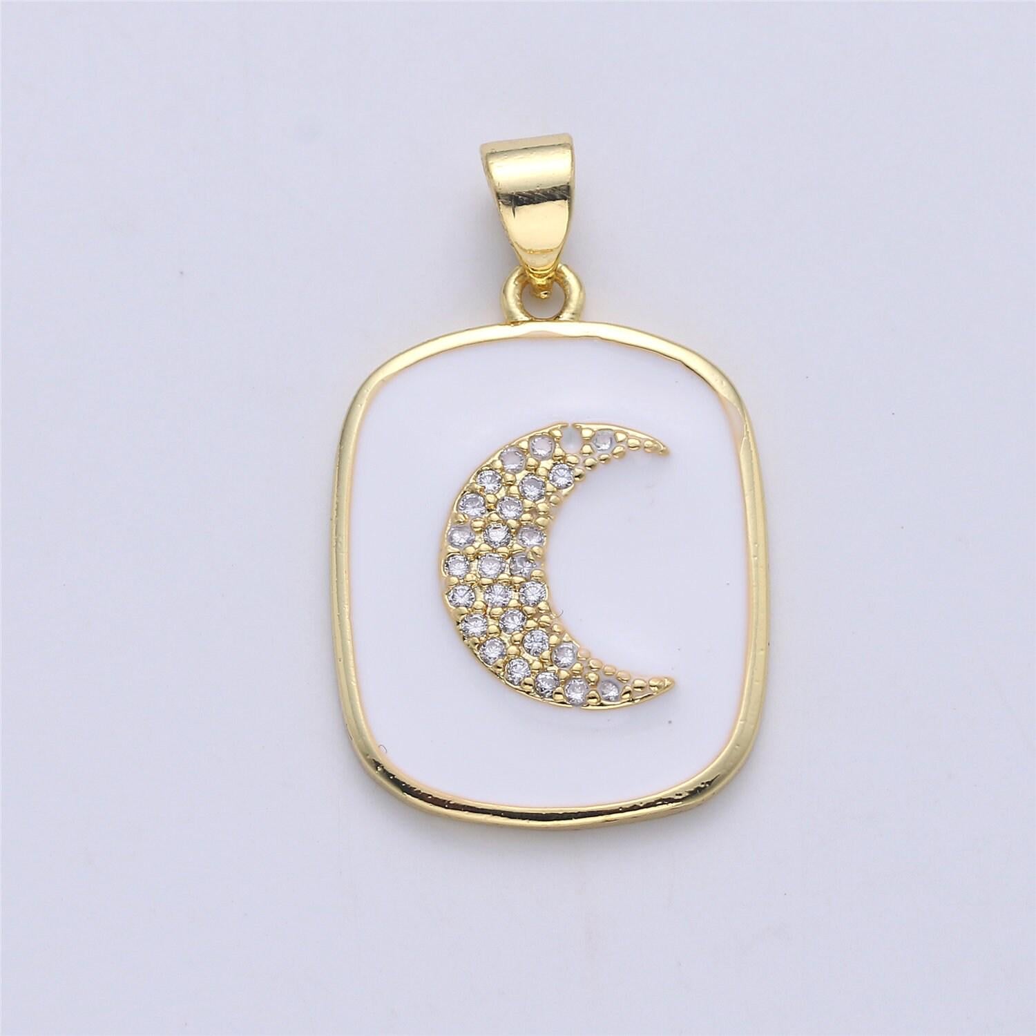 Dainty enamel tag pendant gold tag evil eye star heart moon white black charm for necklace pendant findings for jewelry making, i-445 ~i-452