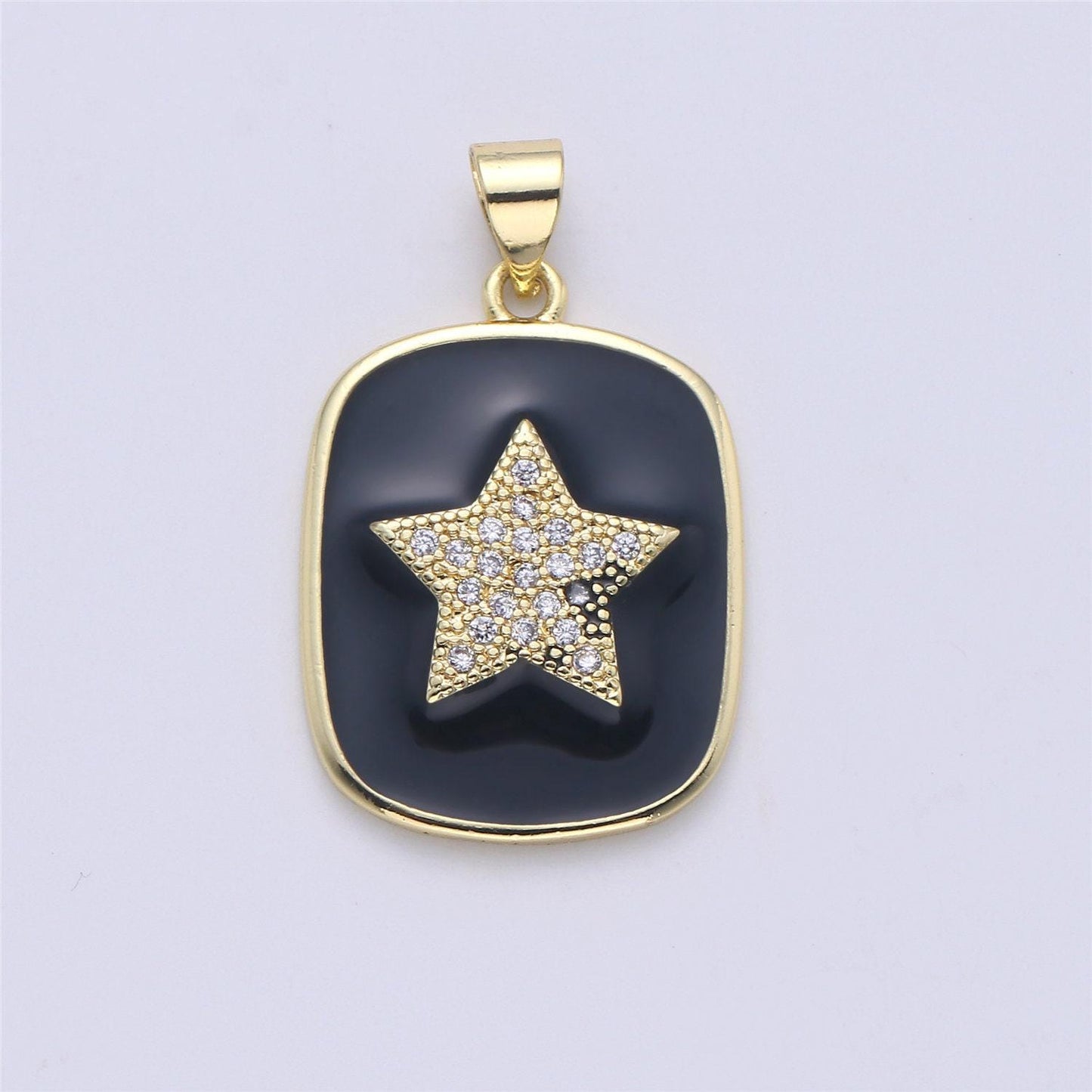 Dainty enamel tag pendant gold tag evil eye star heart moon white black charm for necklace pendant findings for jewelry making, i-445 ~i-452